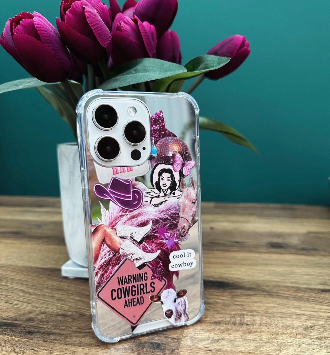 "Warning Cowgirls" Mirrored Phone Case