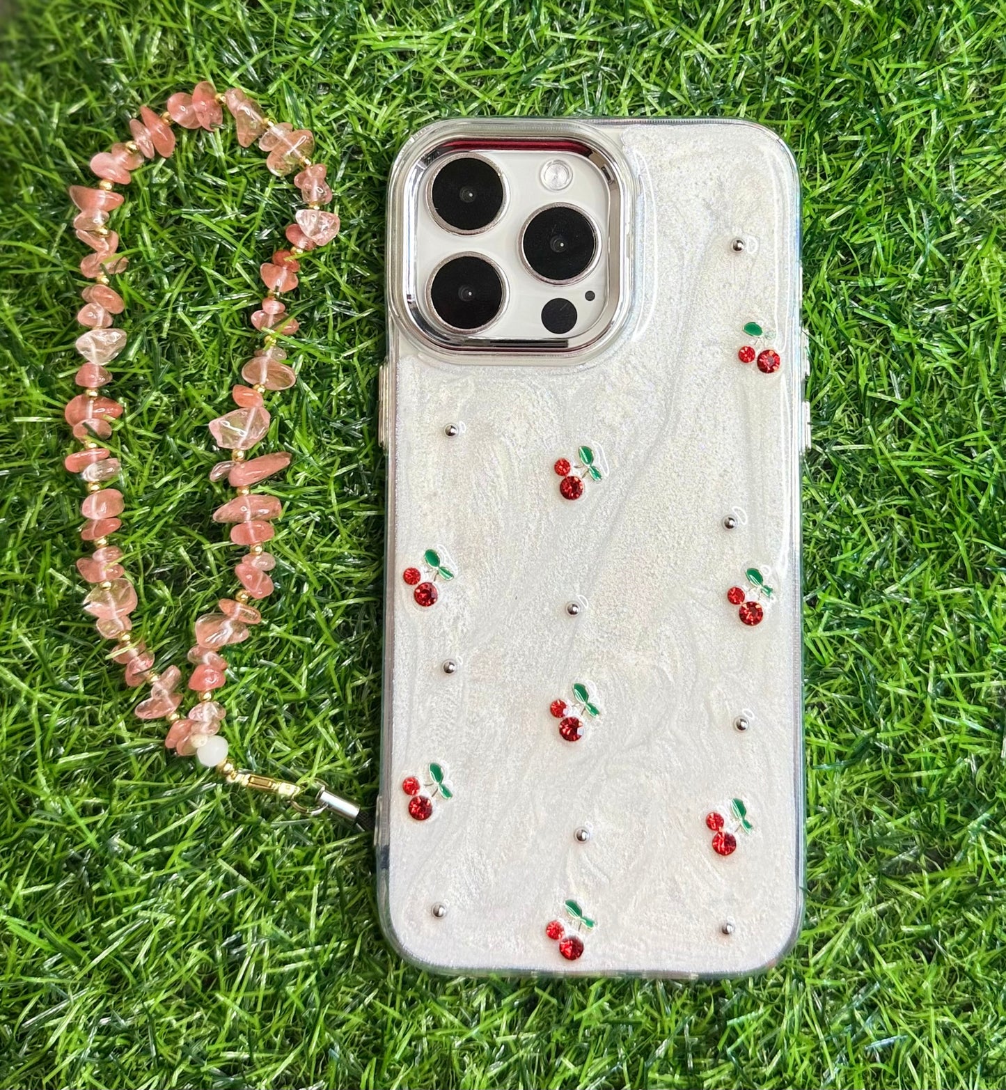 Strawberry Quartz Crystal Phone Wrist Strap