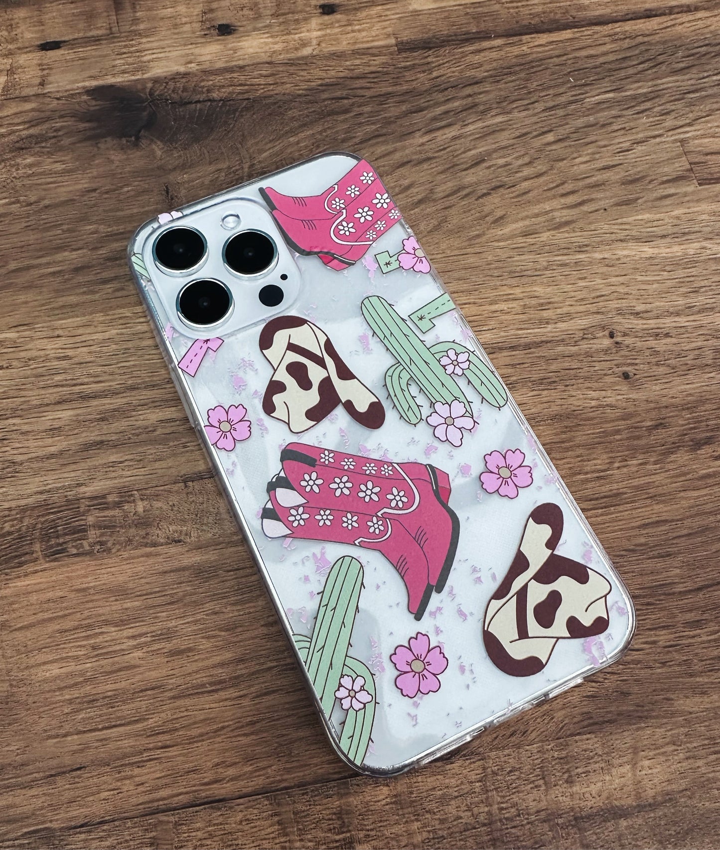 Cowgirl Boots & Cactus Clear Phone Case