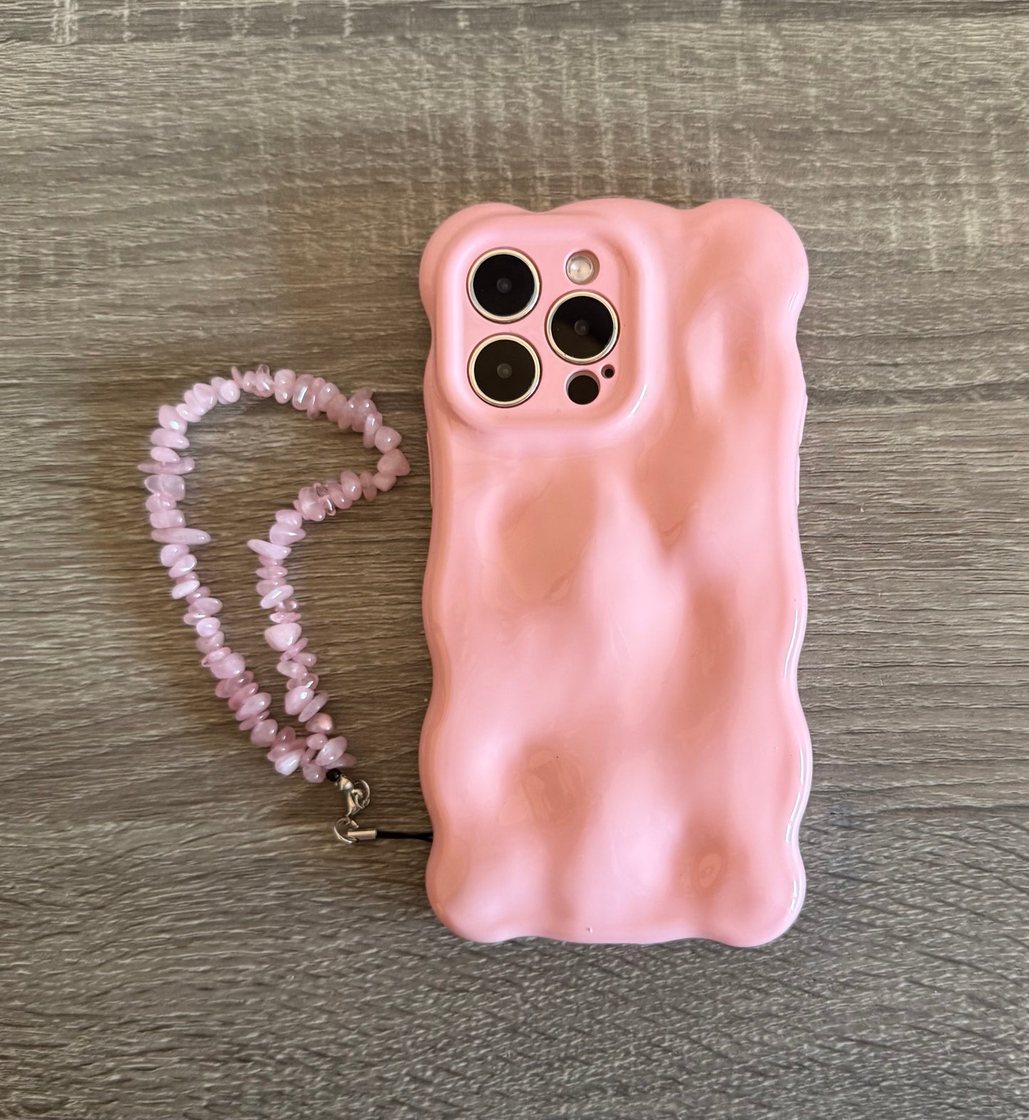 Pink Quartz Crystal Phone Wrist Strap