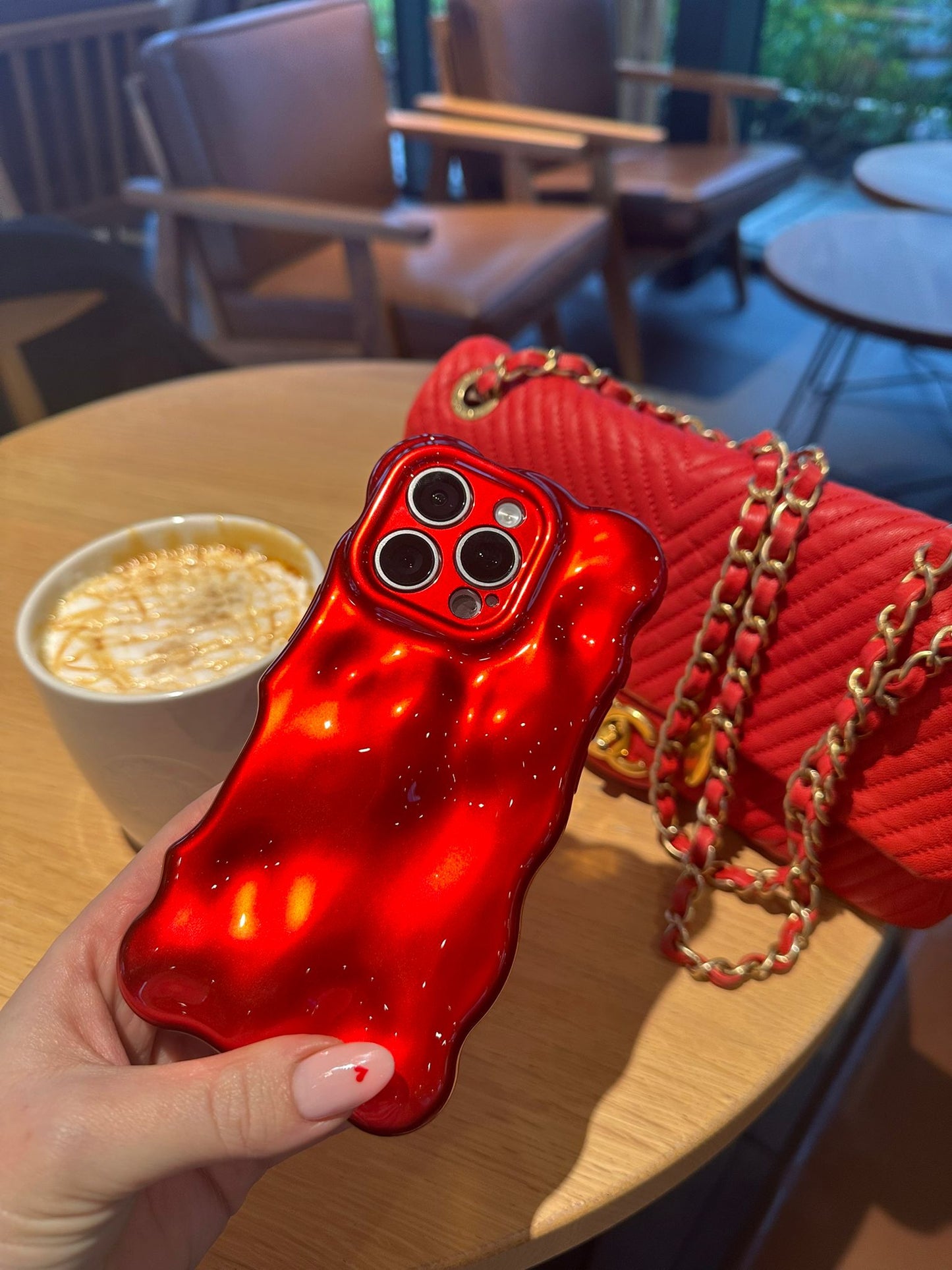 3D Bubble Bliss Metallic Red Phone Case