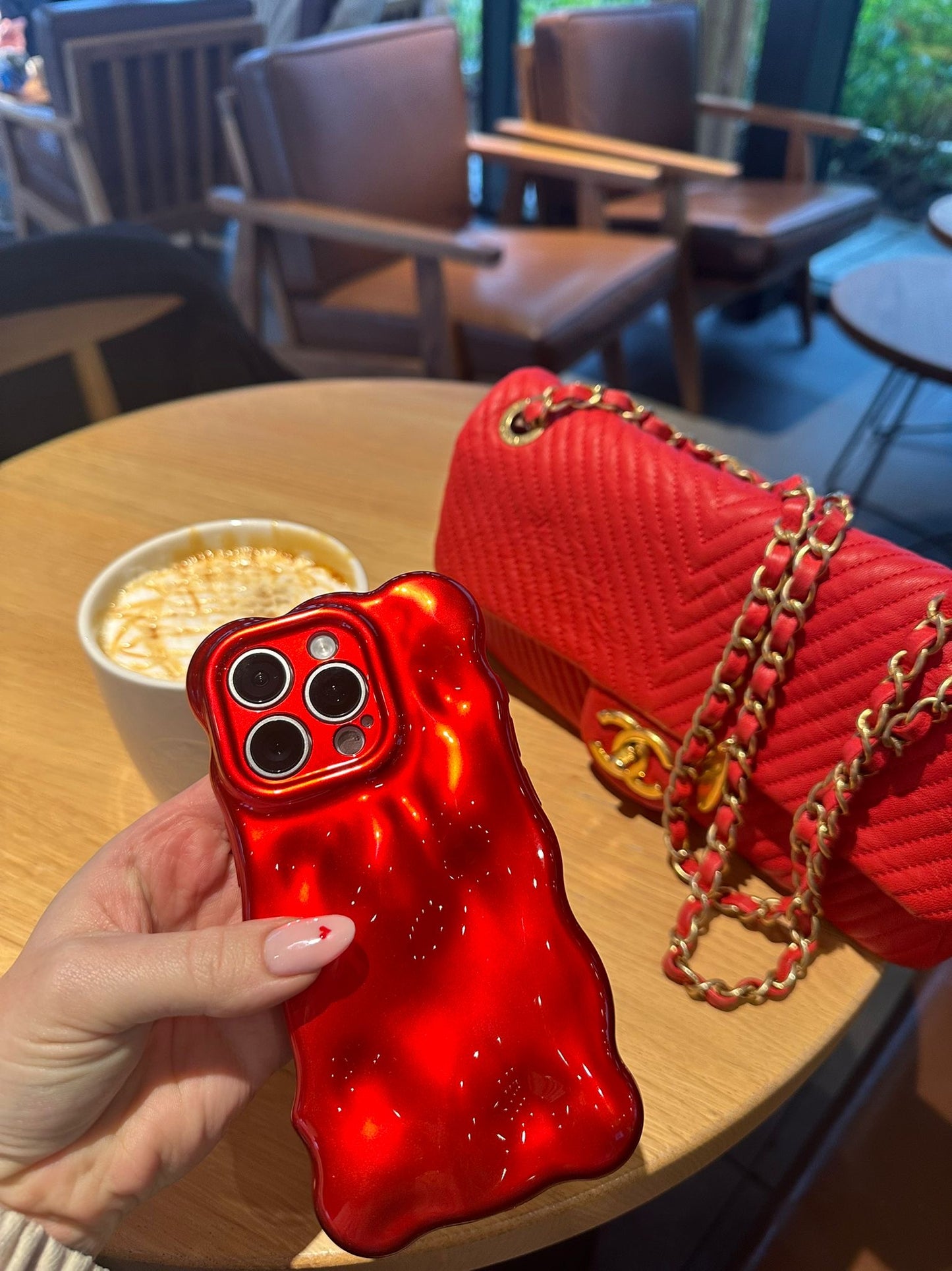 3D Bubble Bliss Metallic Red Phone Case