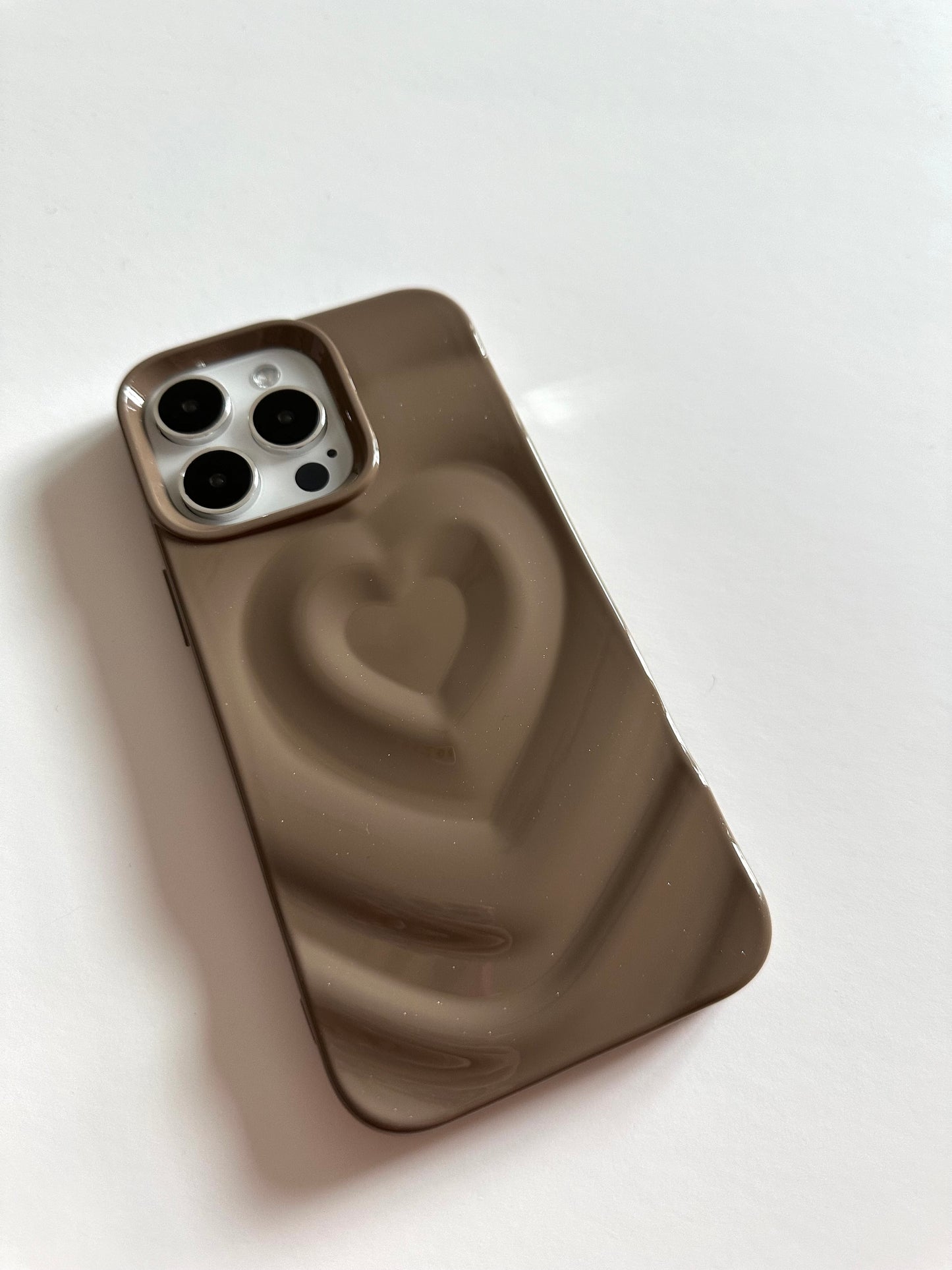 3D Heart Embrace Mocha Phone Case