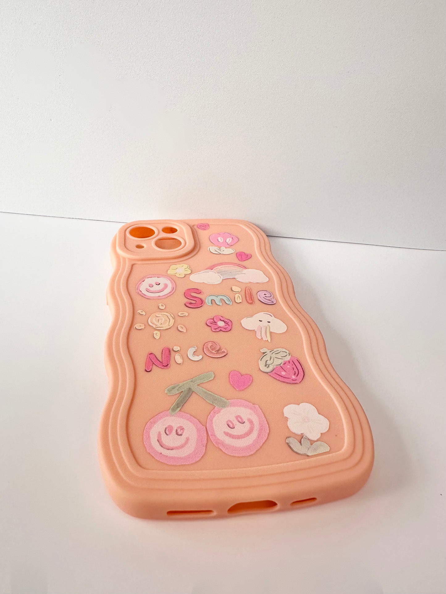 Wavy Edge Finger Painting Peach Phone Case
