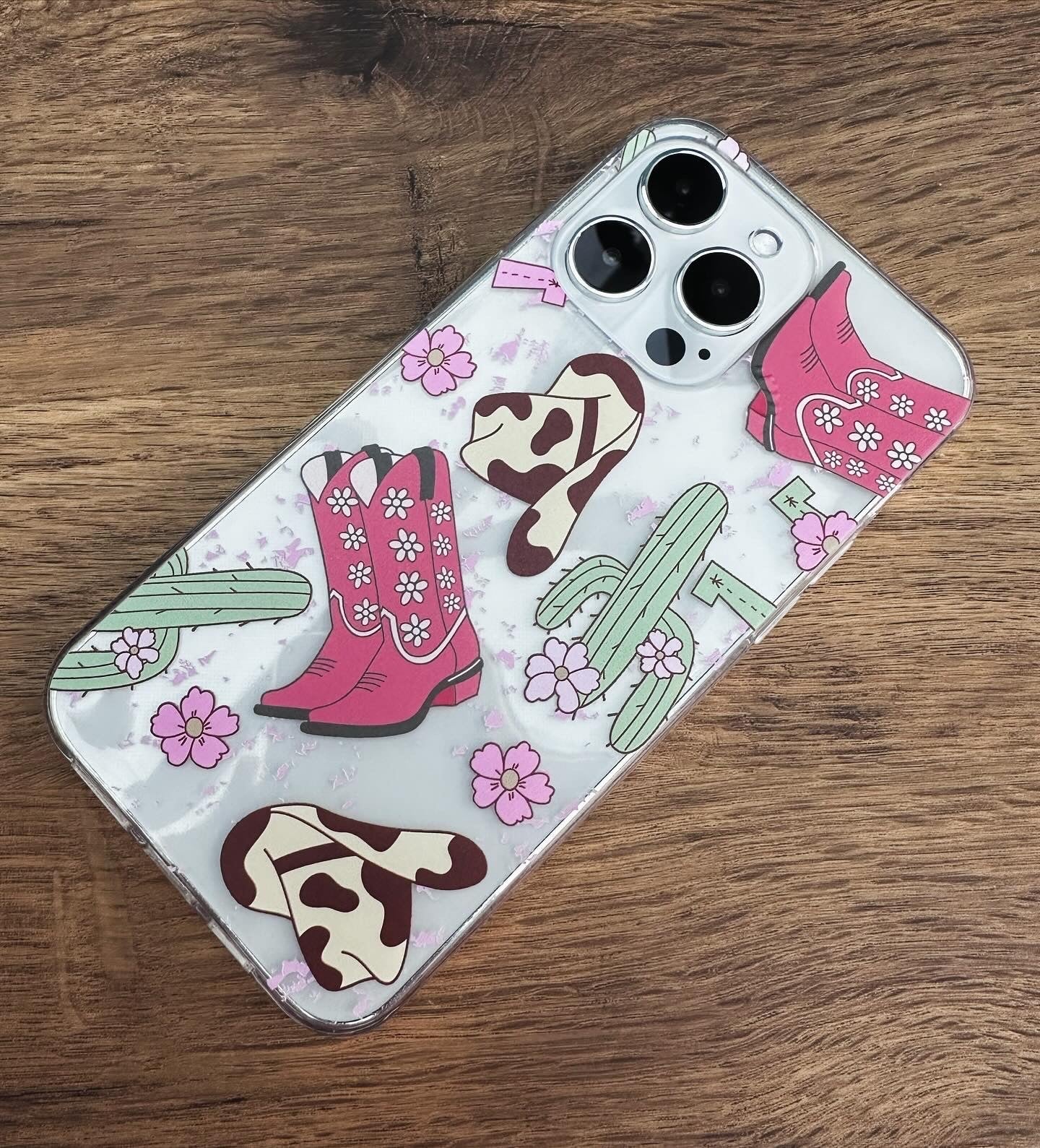 Cowgirl Boots & Cactus Clear Phone Case Cowgirl Boots & Cactus Clear Phone Case