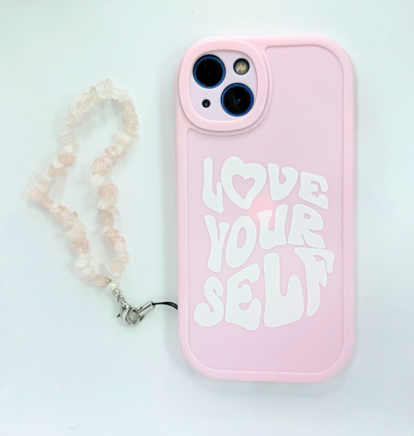 Rose Quartz Crystal Phone Wrist Strap