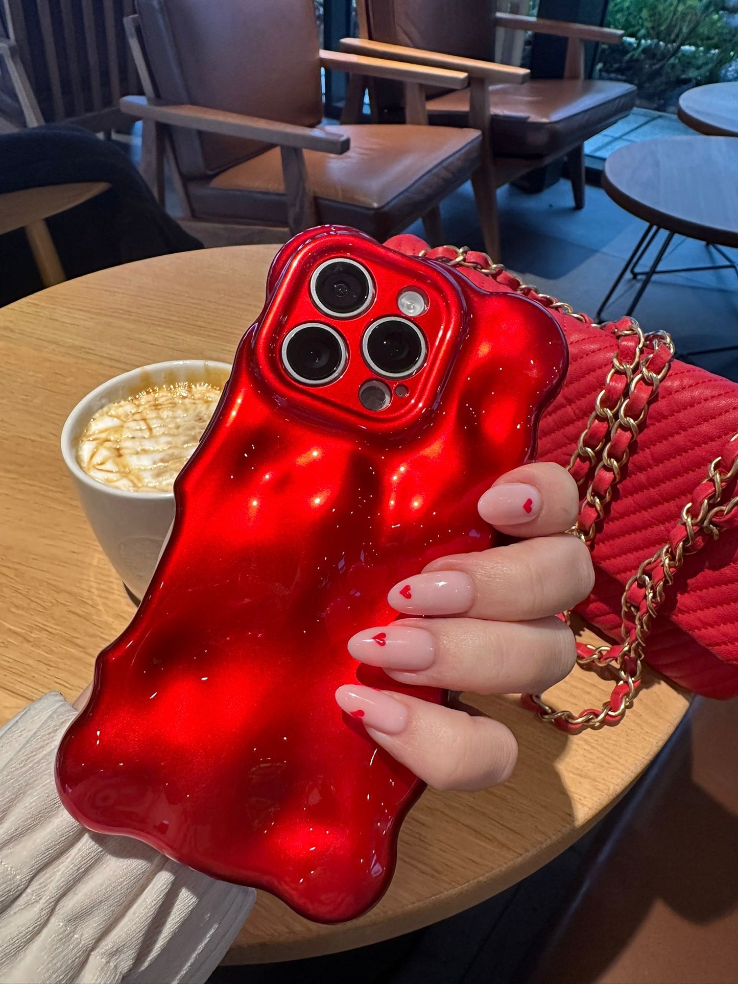 3D Bubble Bliss Metallic Red Phone Case