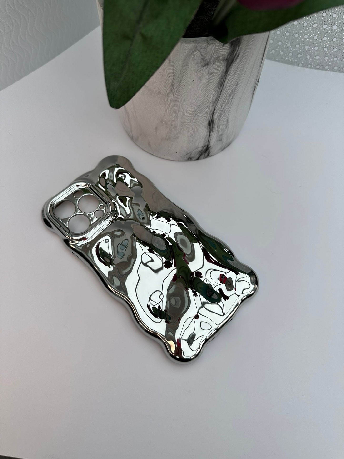3D Bubble Bliss Metallic Silver Phone Case