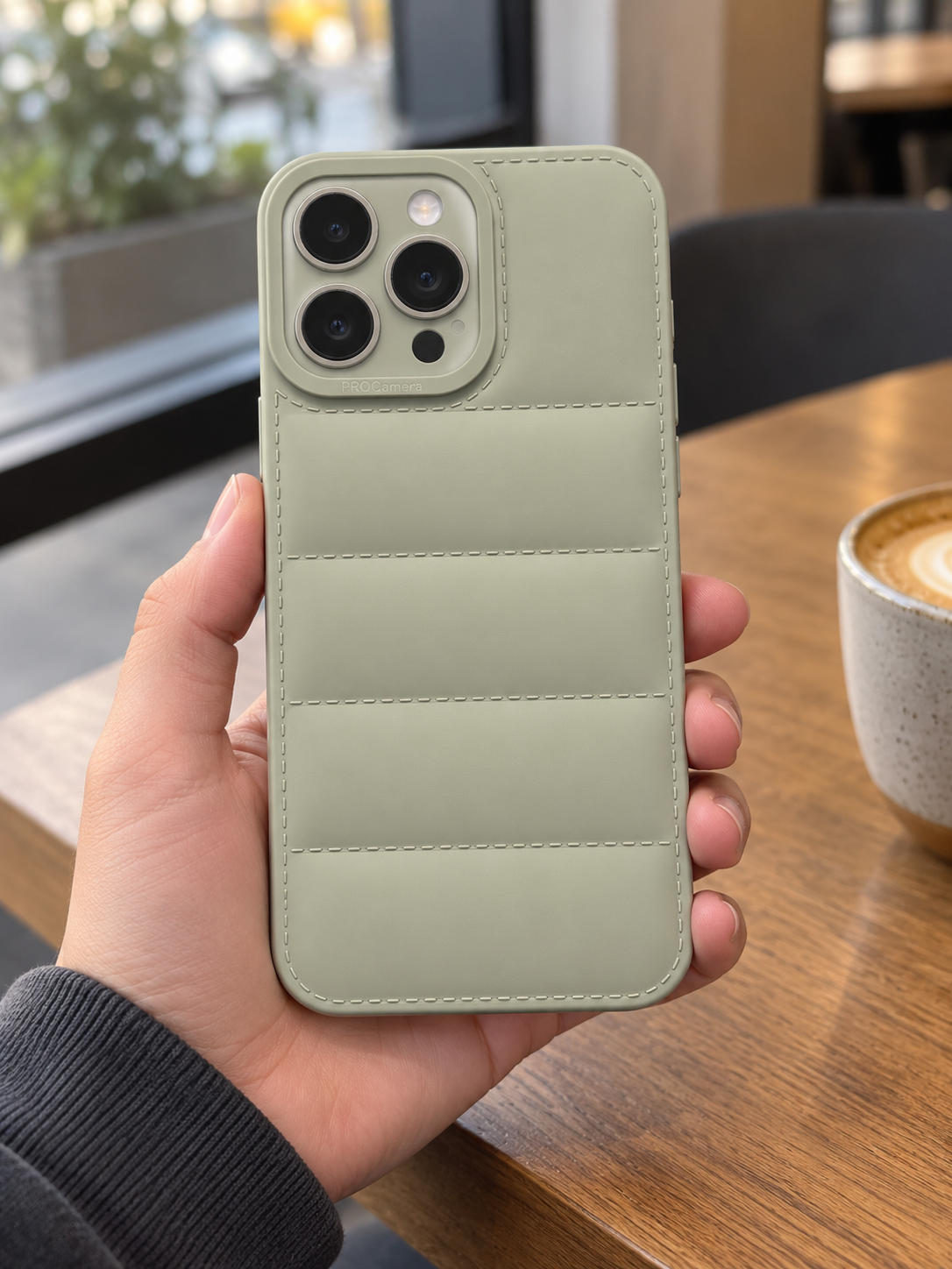 Sage Green Quilted iPhone Case