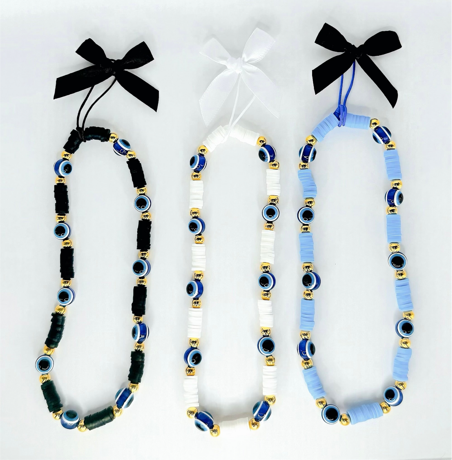 Evil Eye Beaded Phone Wrist Strap in Blue
