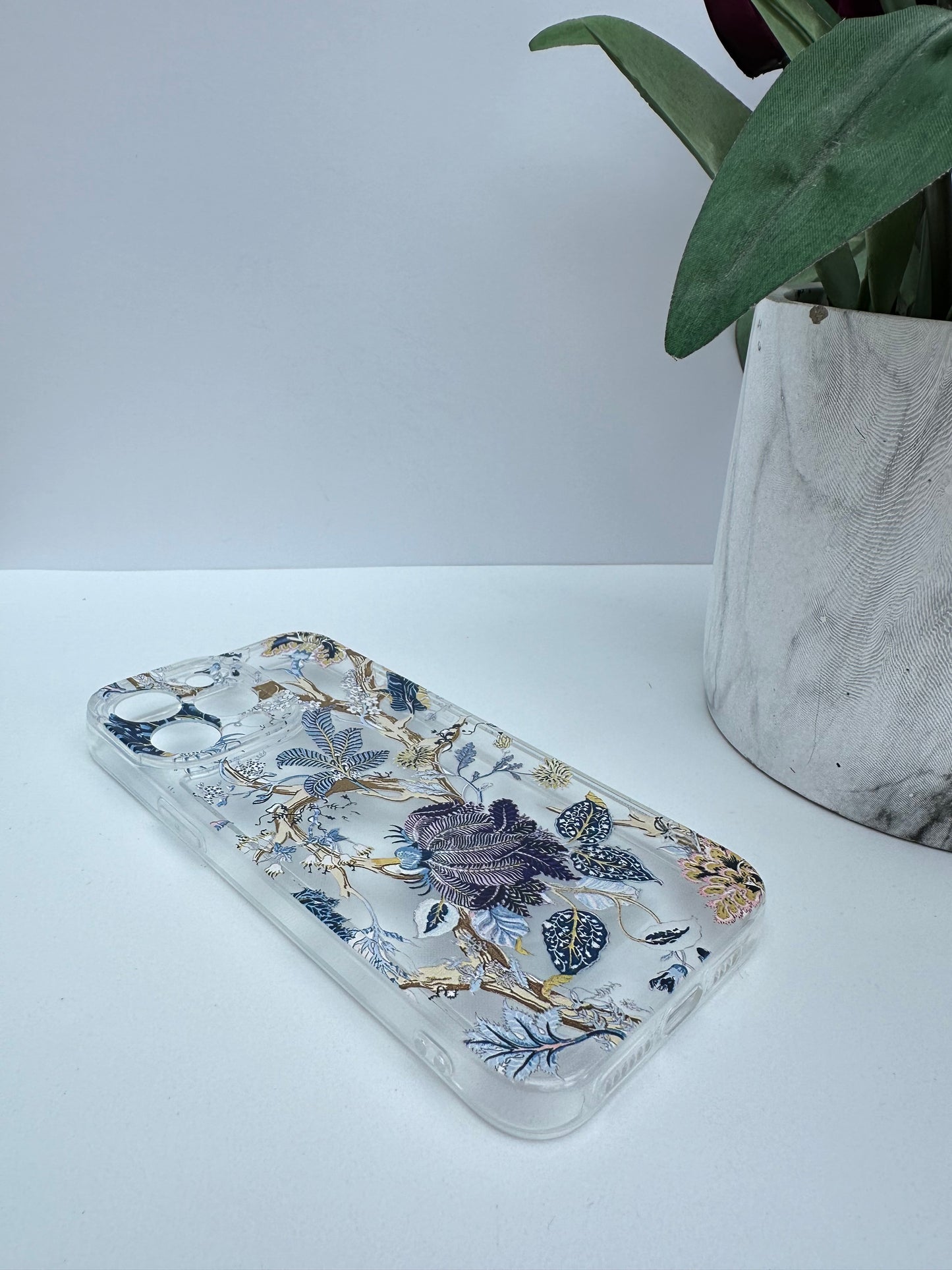 Blue Shell Leaf Tree Clear Phone Case
