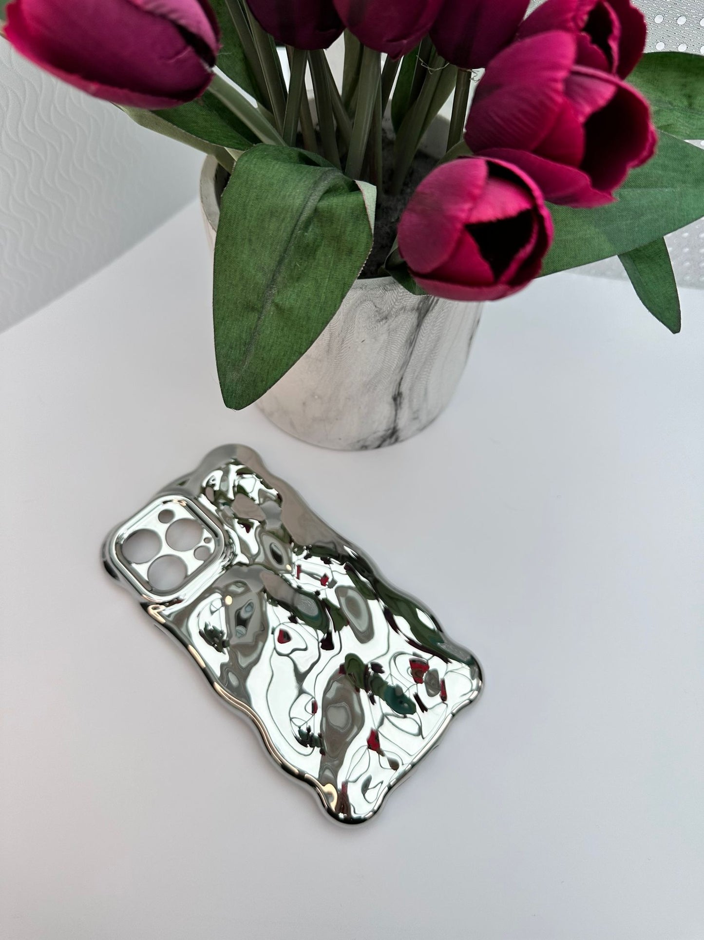 3D Bubble Bliss Metallic Silver Phone Case