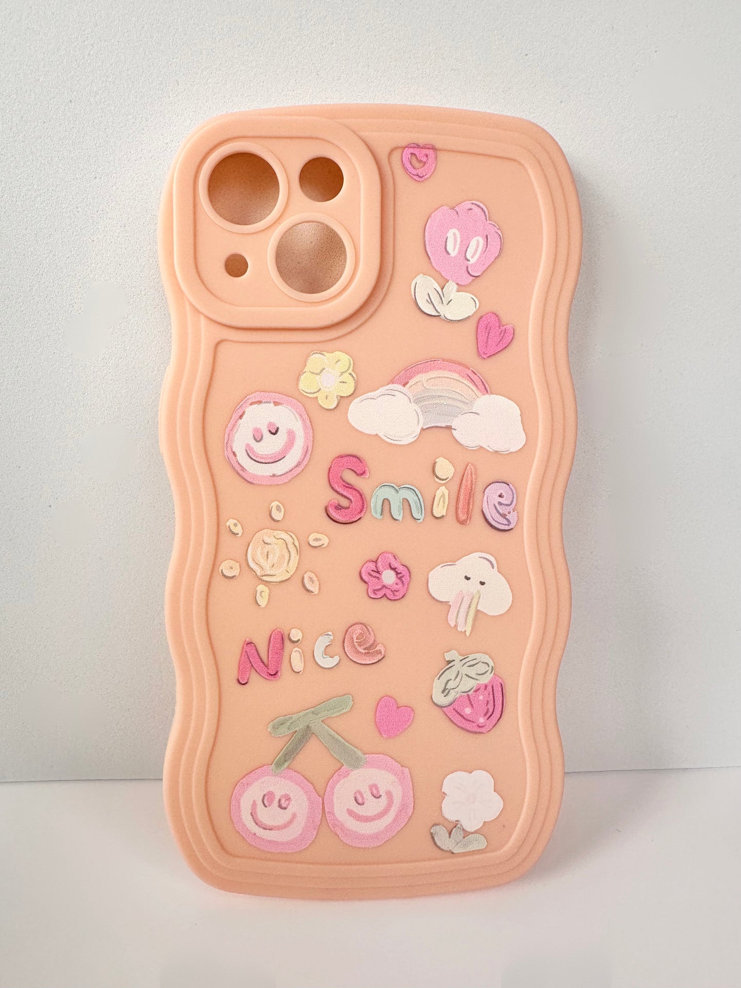 Wavy Edge Finger Painting Peach Phone Case