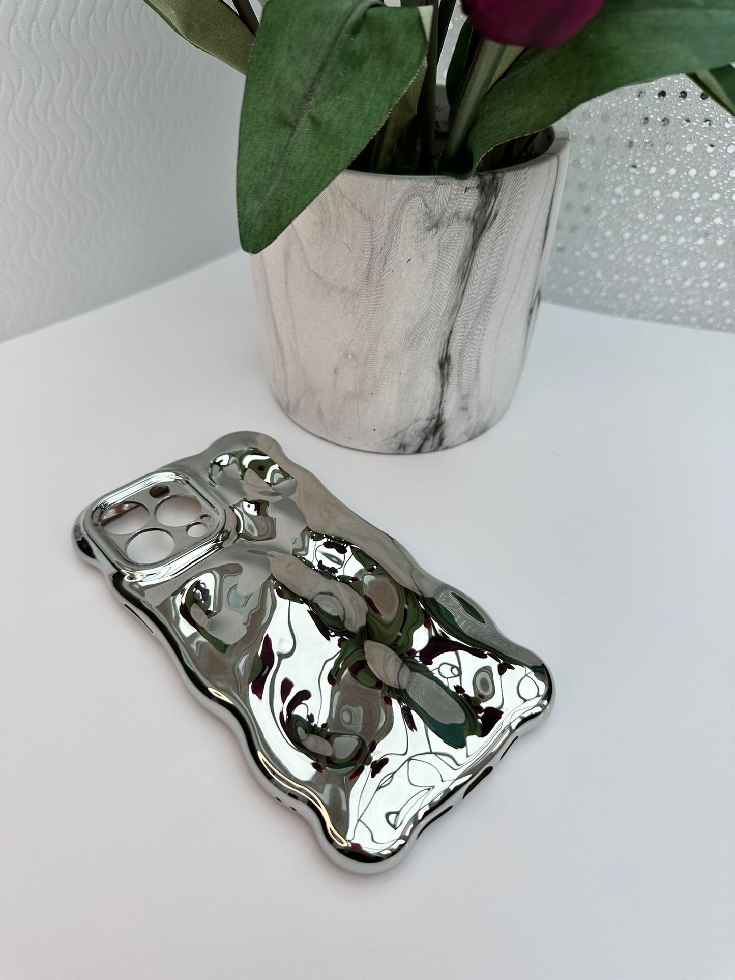 3D Bubble Bliss Metallic Silver Phone Case