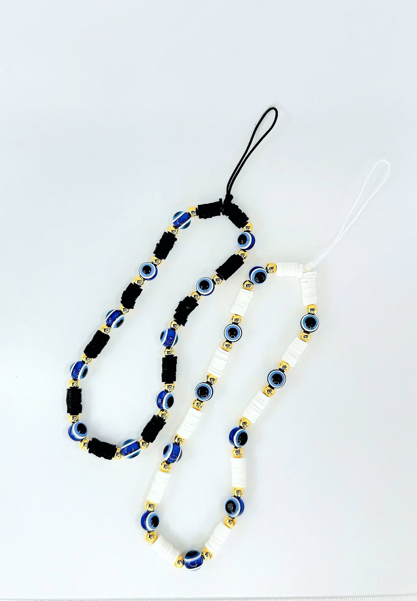 Evil Eye Beaded Phone Wrist Strap in Black