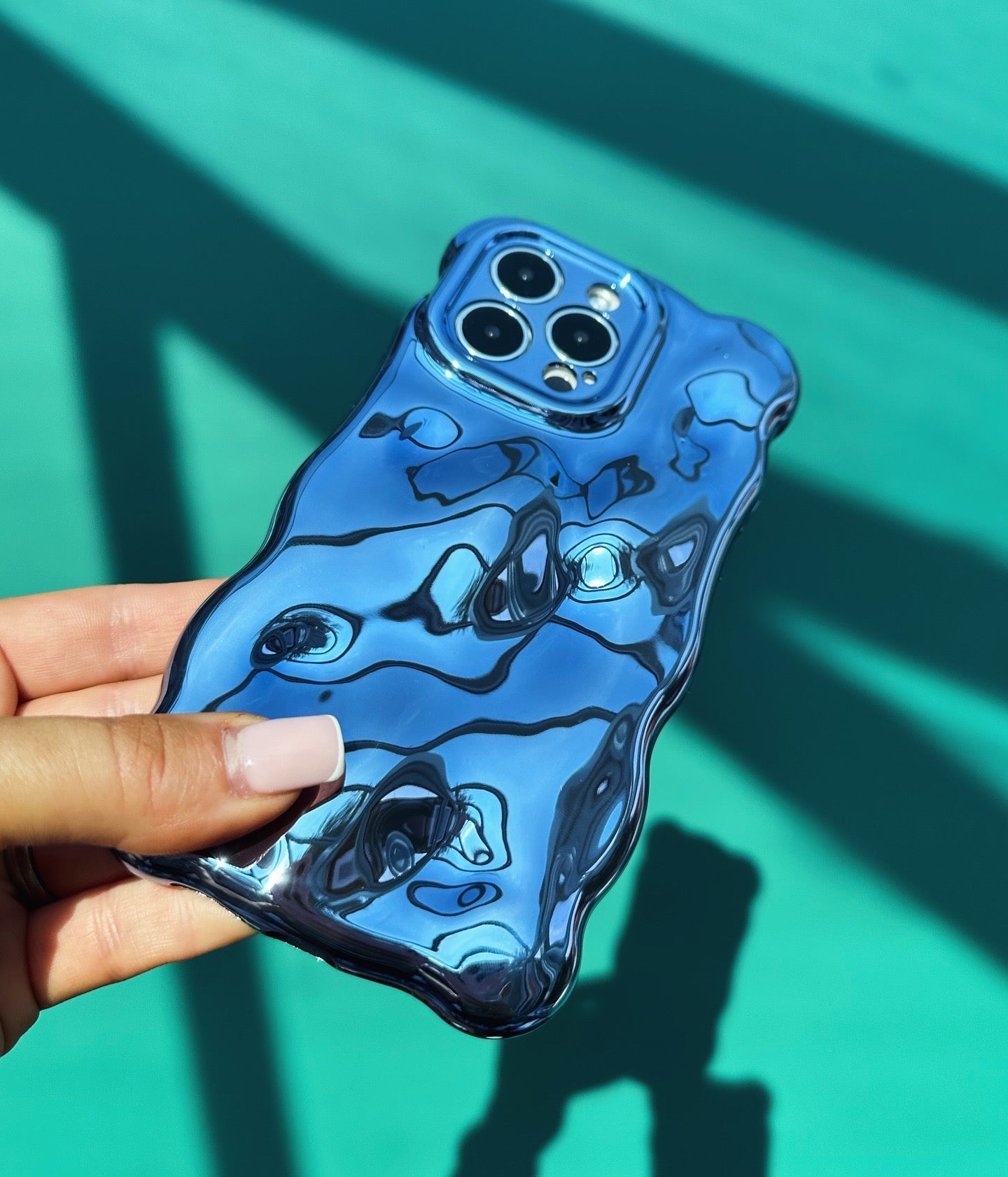 3D Bubble Bliss Metallic Blue Phone Case