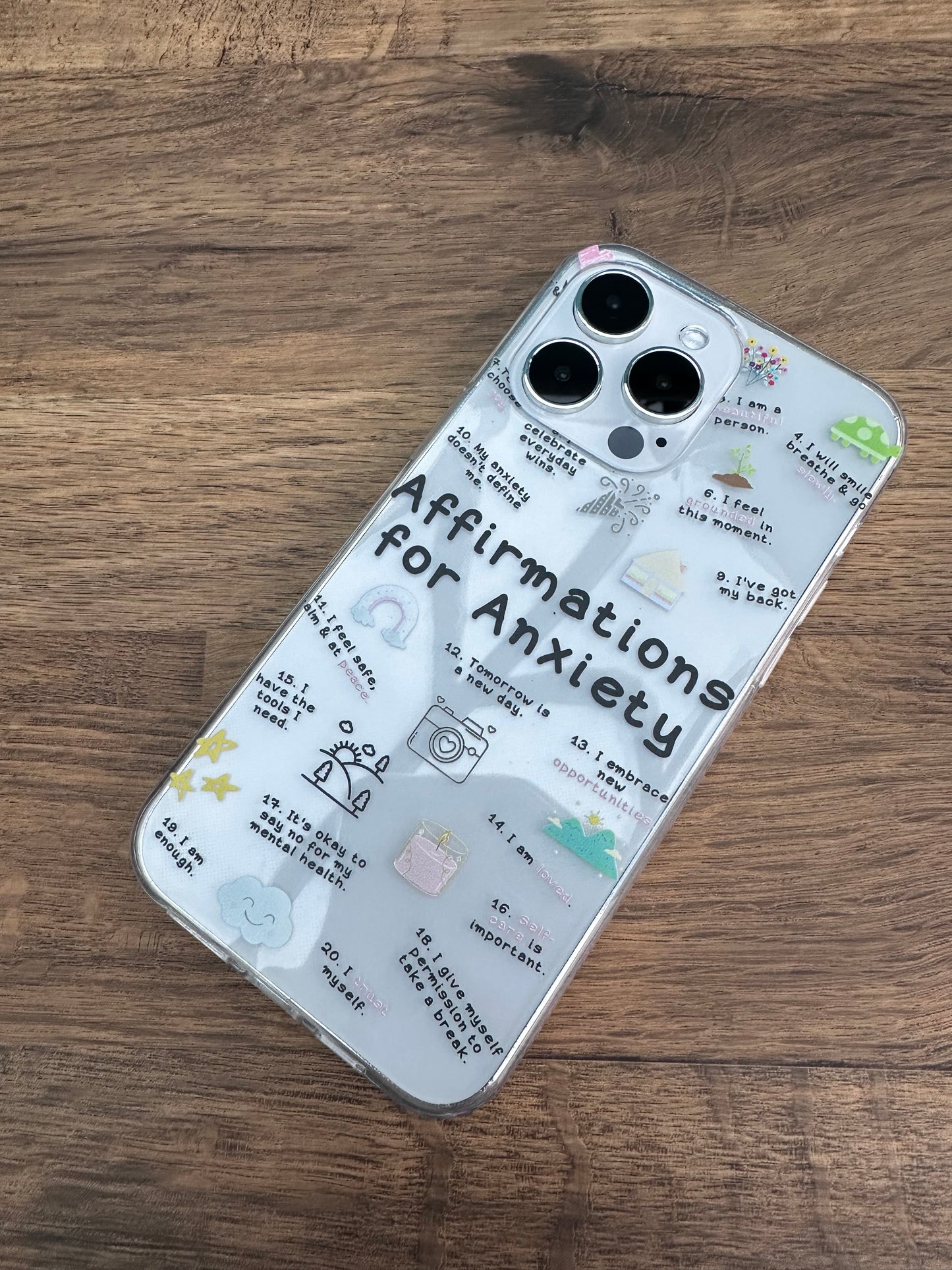 "Affirmations for Anxiety" Clear Phone Case