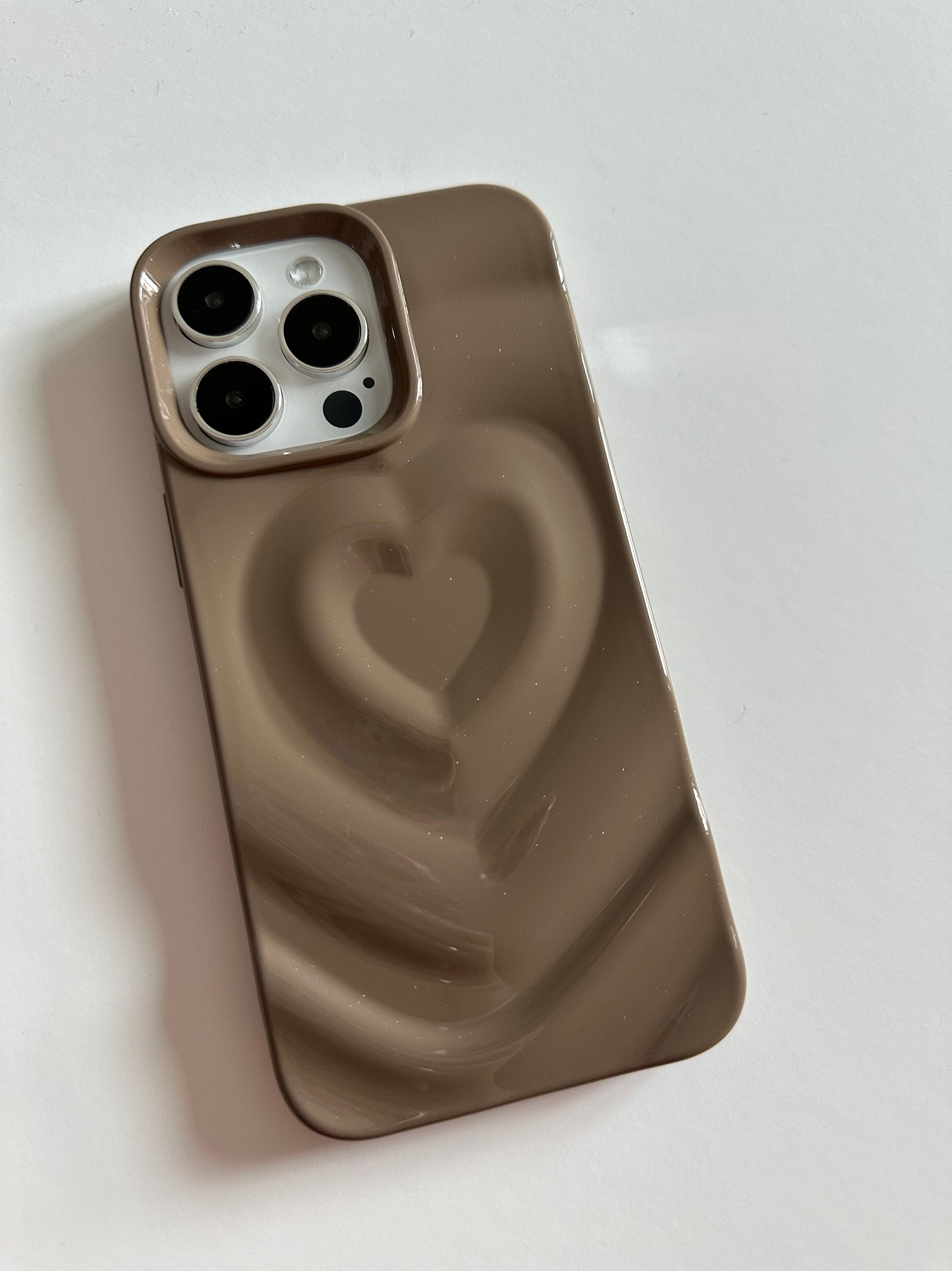 3D Heart Embrace Mocha Phone Case