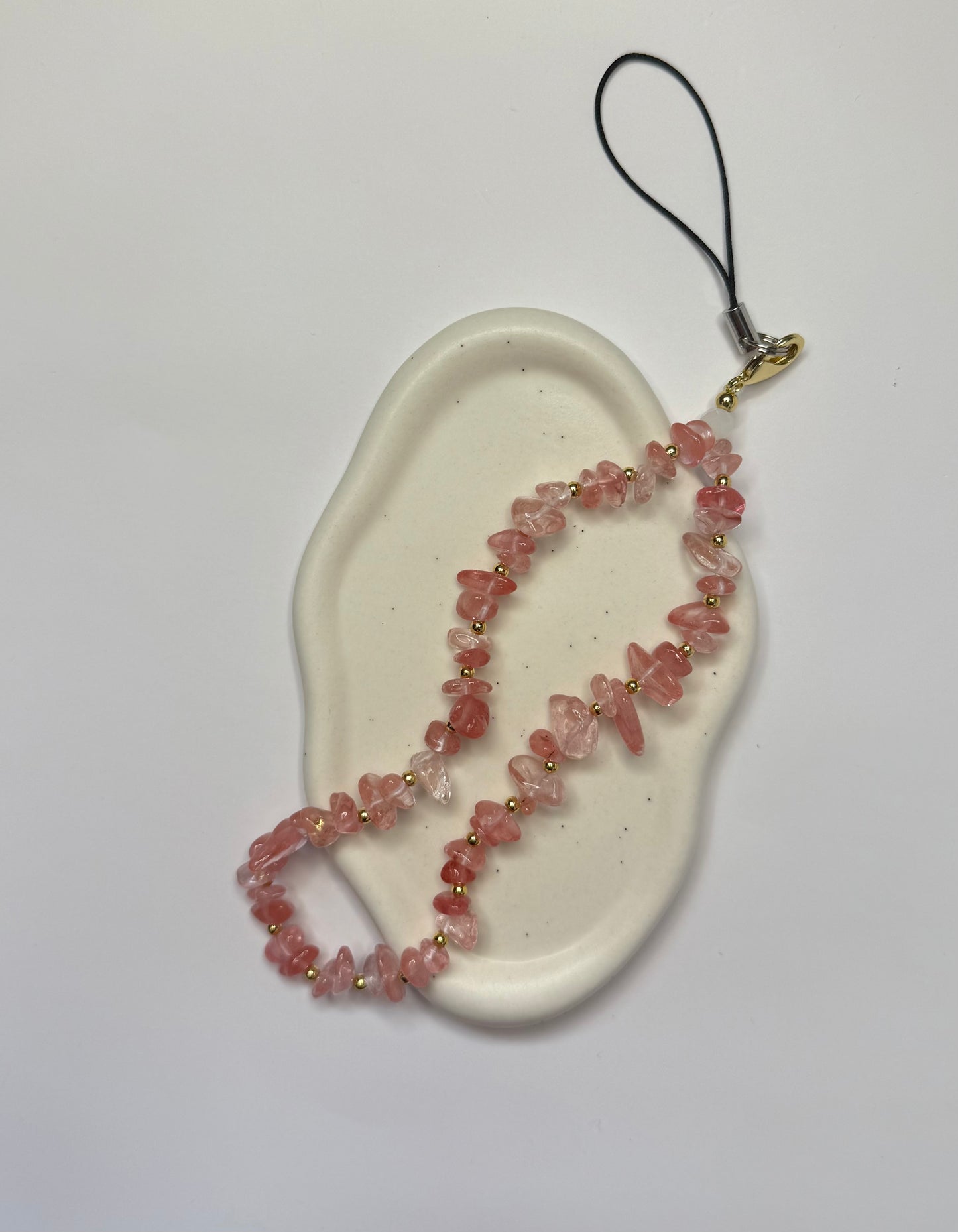 Strawberry Quartz Crystal Phone Wrist Strap
