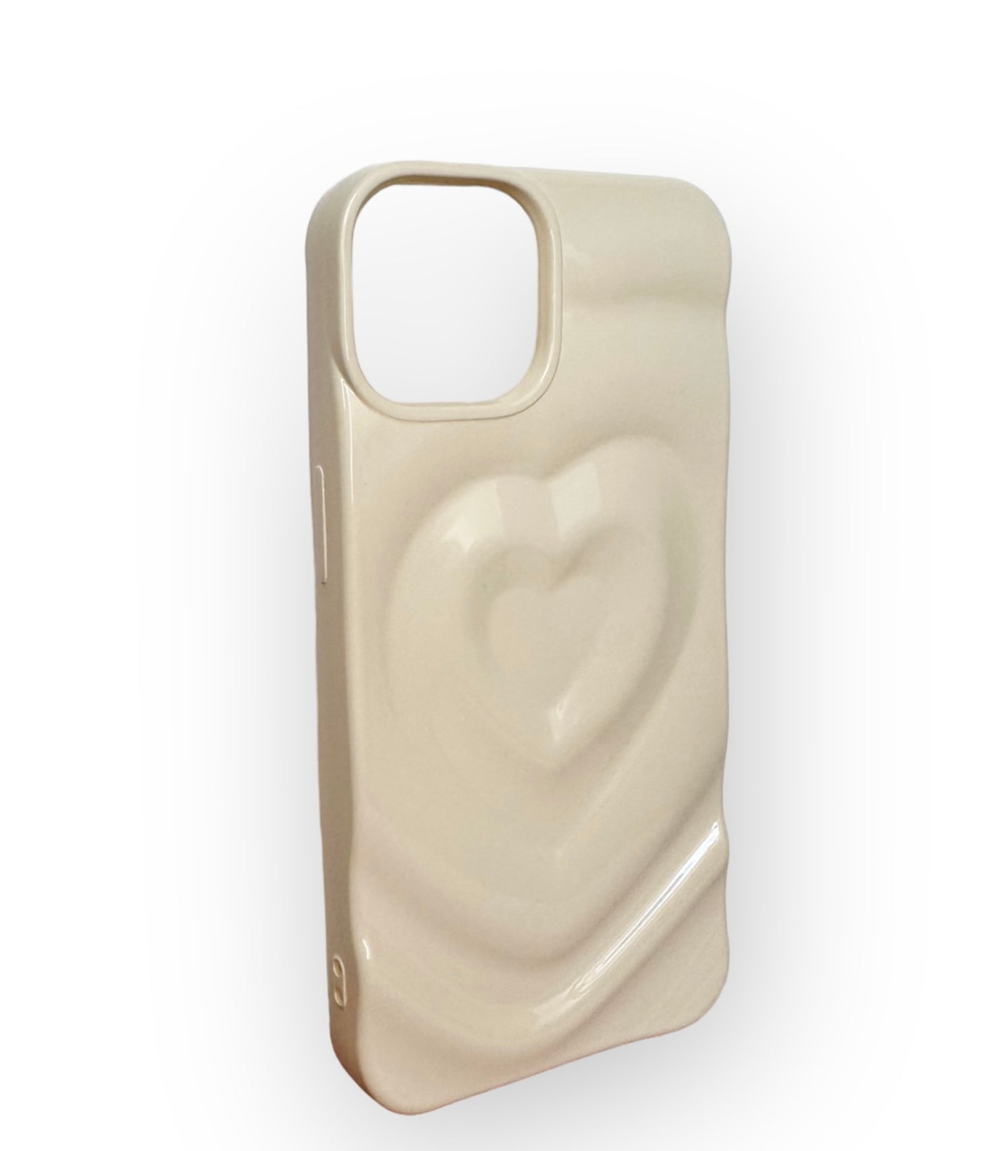 3D Heart Embrace Pearly White Phone Case