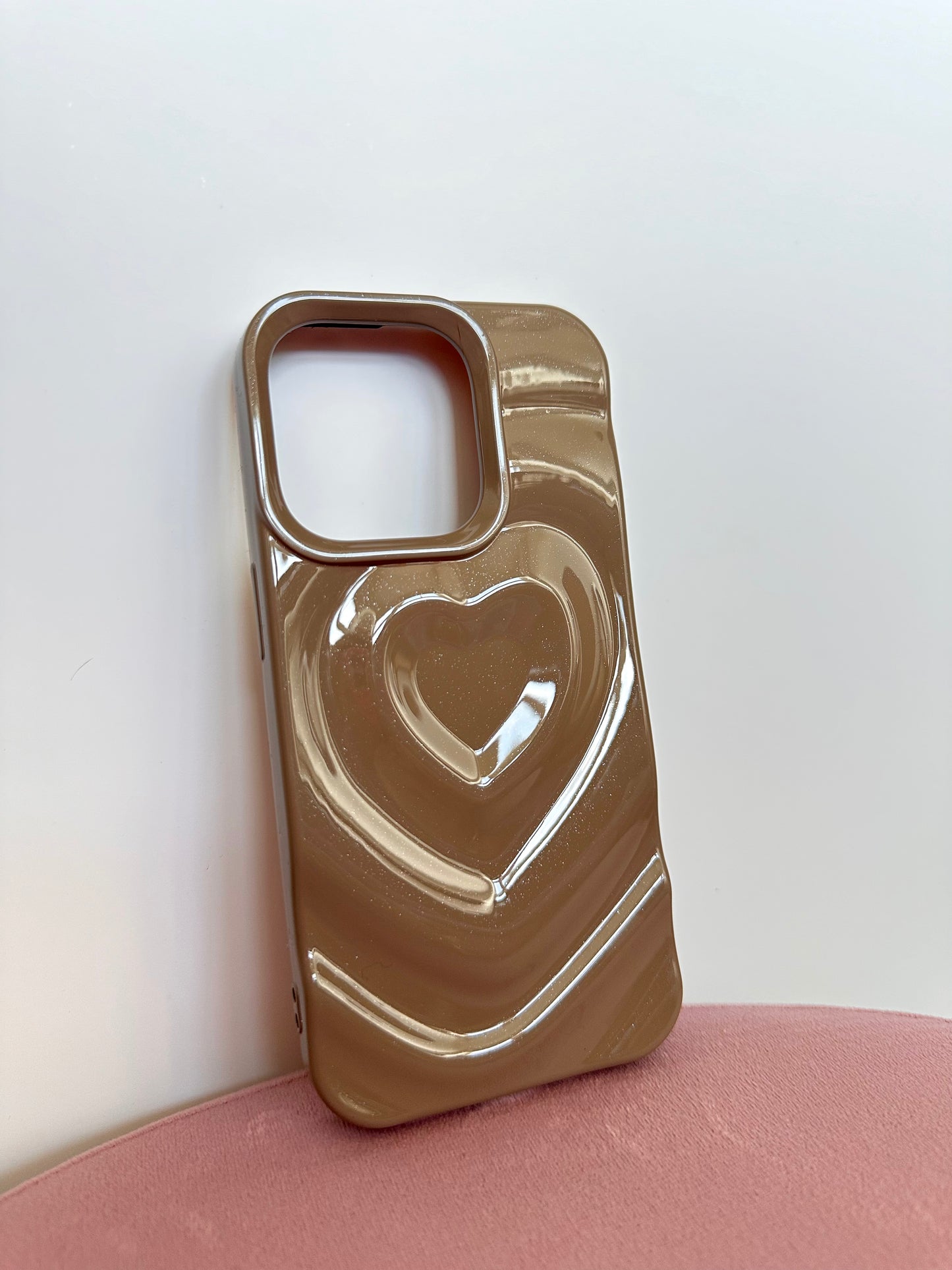 3D Heart Embrace Mocha Phone Case