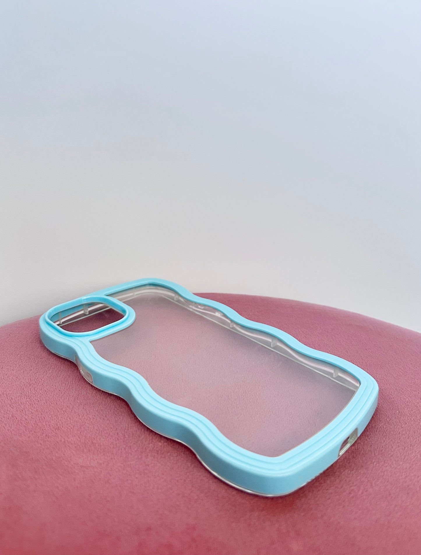 Wavy Edge Baby Blue Clear Phone Case
