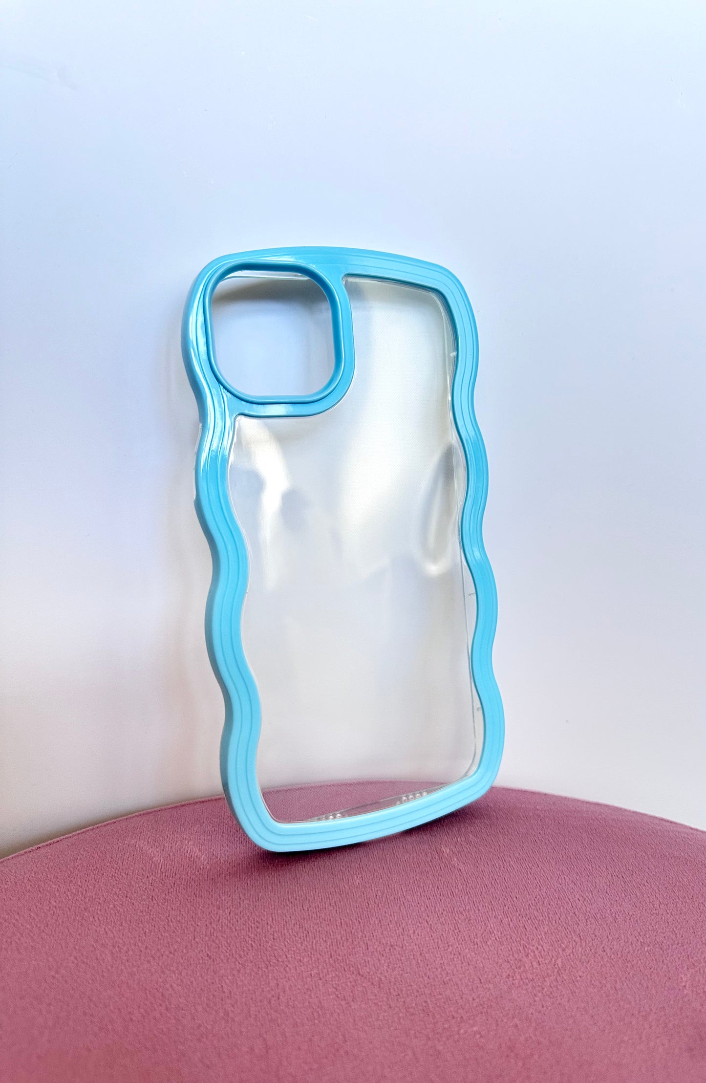 Wavy Edge Baby Blue Clear Phone Case