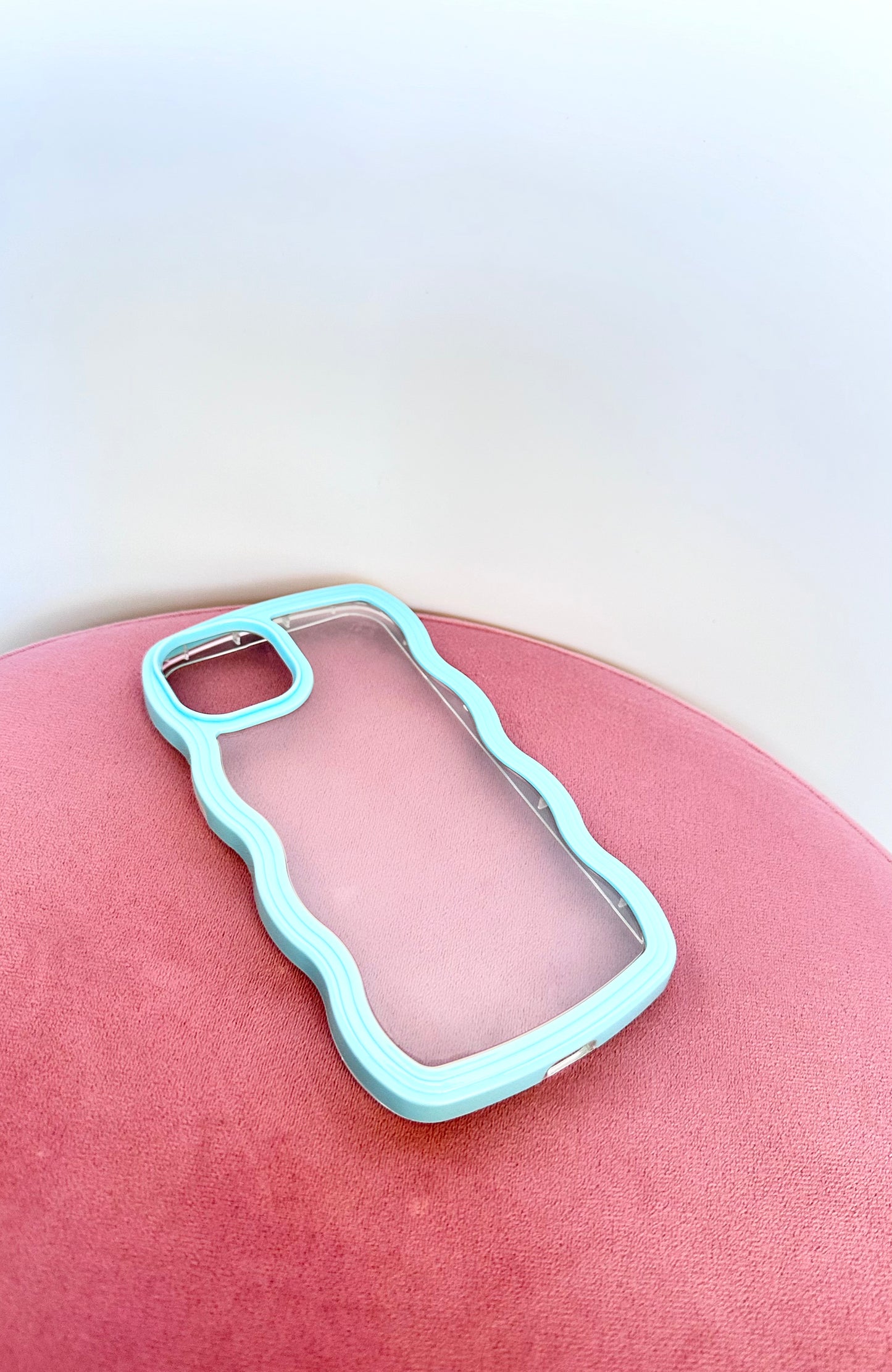 Wavy Edge Baby Blue Clear Phone Case