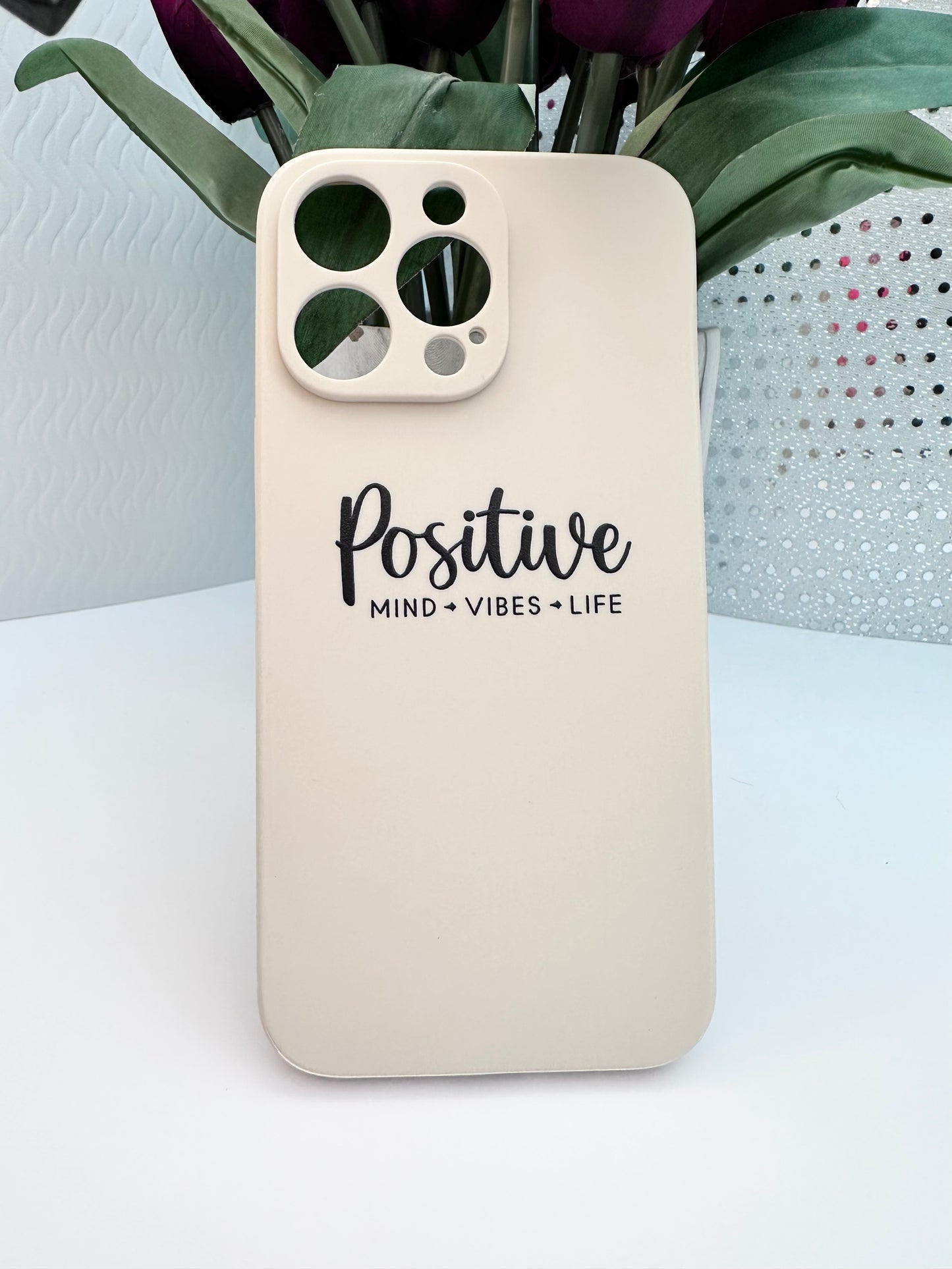 "Positivity” Cream Affirmation Phone Case