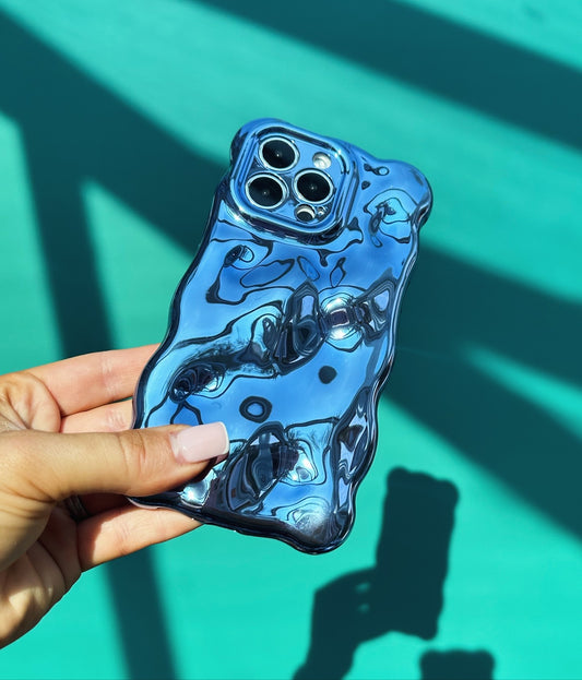 3D Bubble Bliss Metallic Blue Phone Case