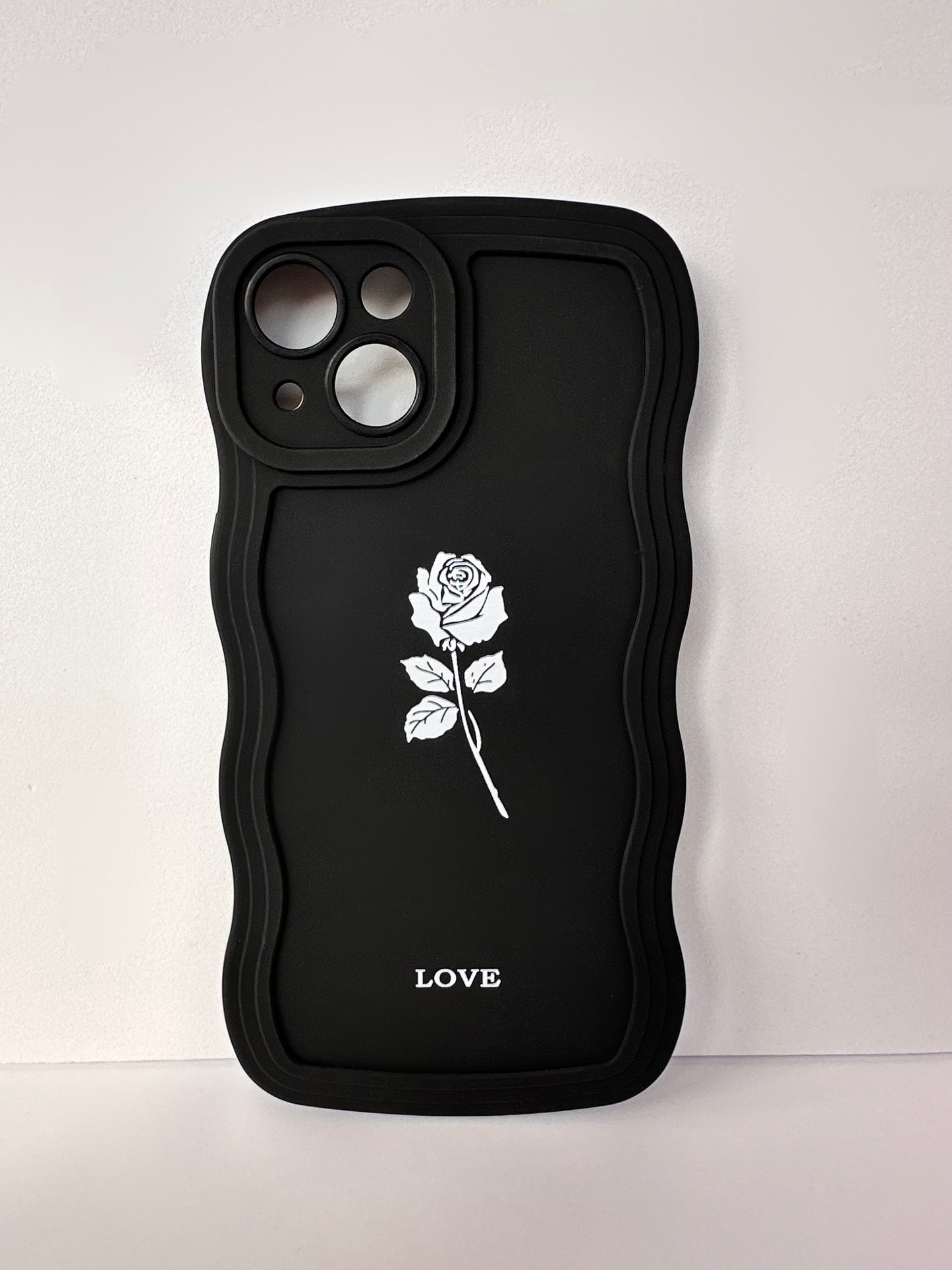 Wavy Edge Rose Black Phone Case