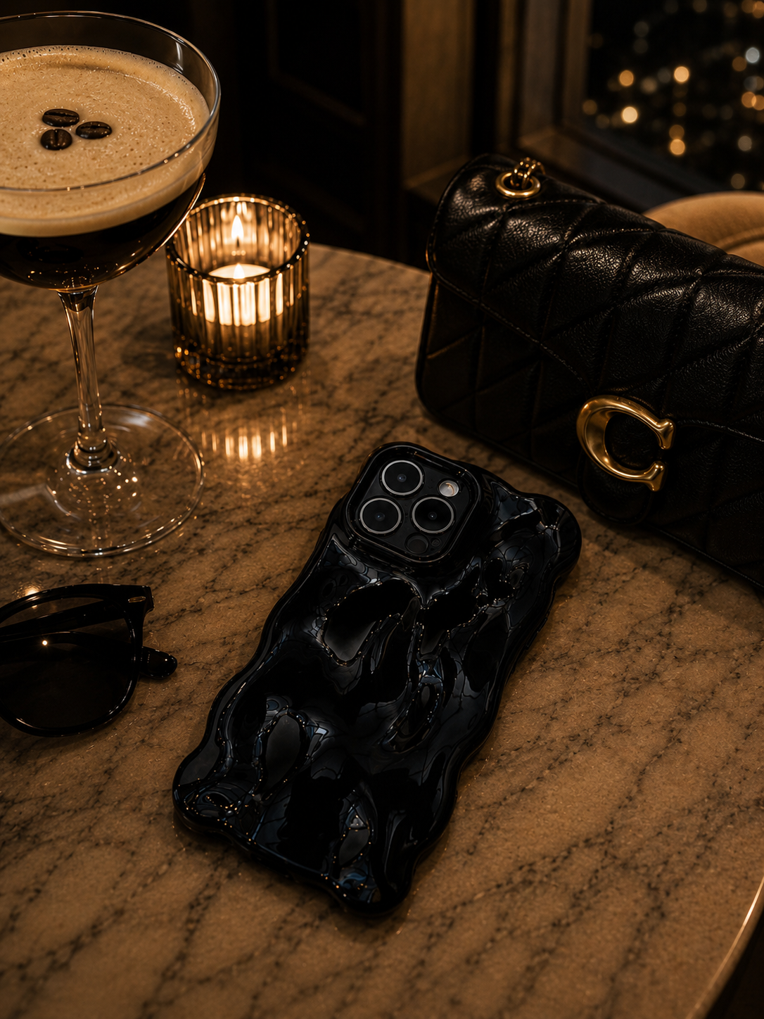 Midnight Black Bubble iPhone Case