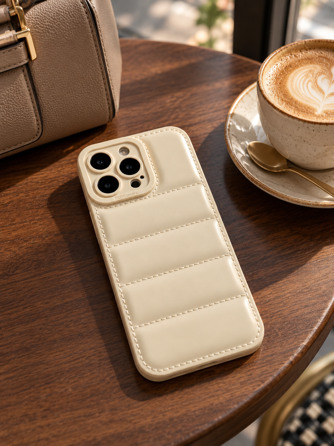 Cream Quilted iPhone Case