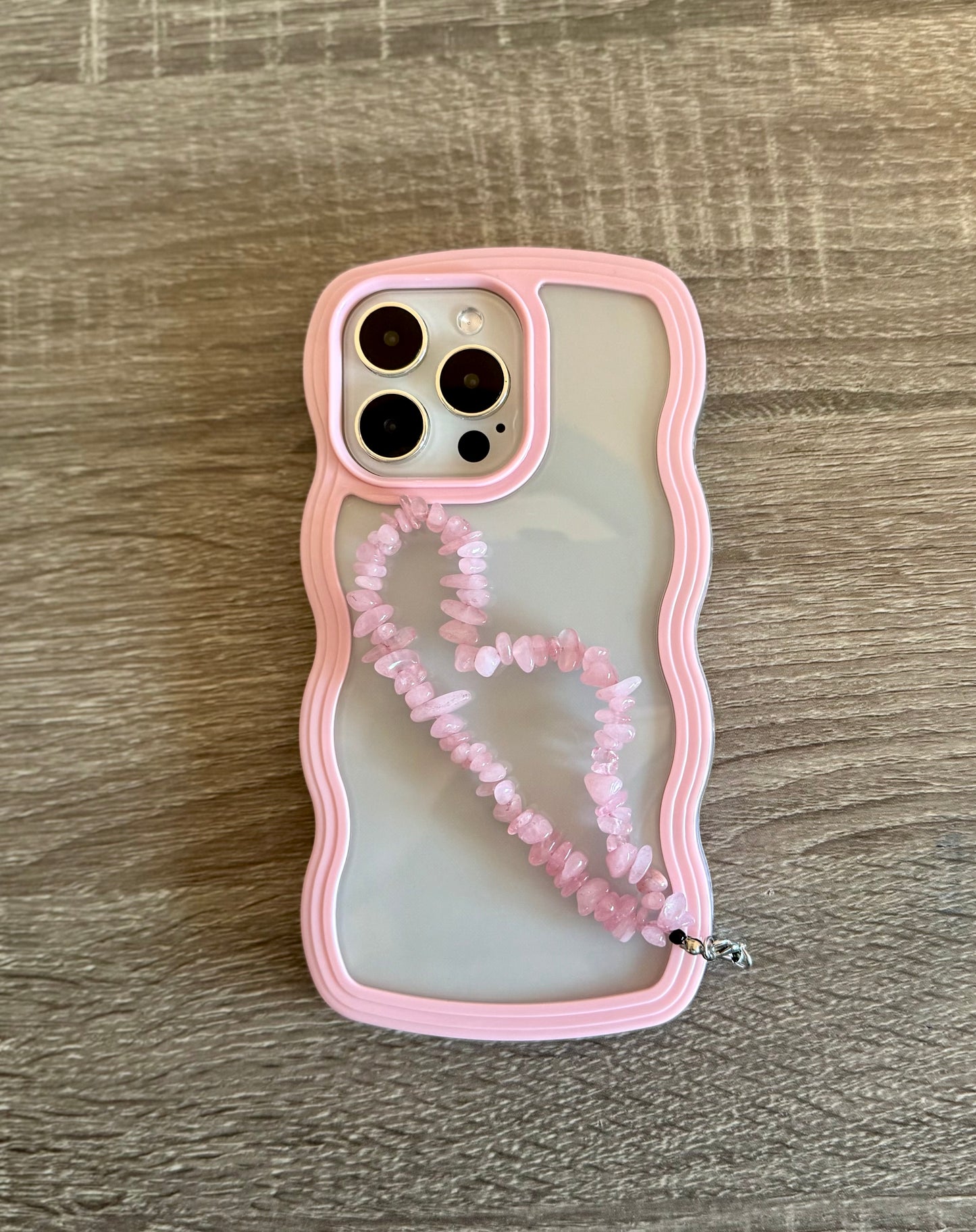 Wavy Edge Baby Pink Clear Phone Case