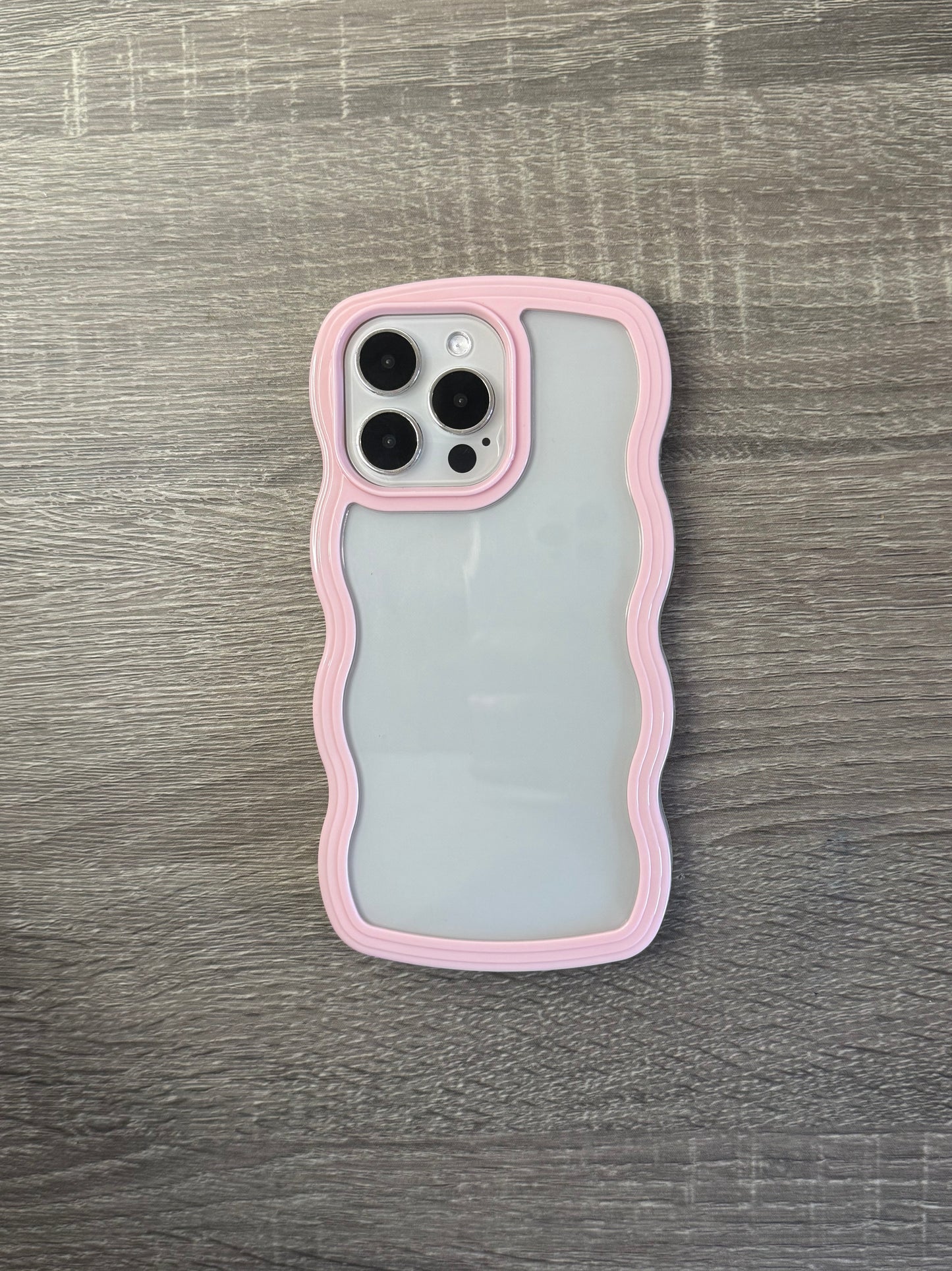 Wavy Edge Baby Pink Clear Phone Case