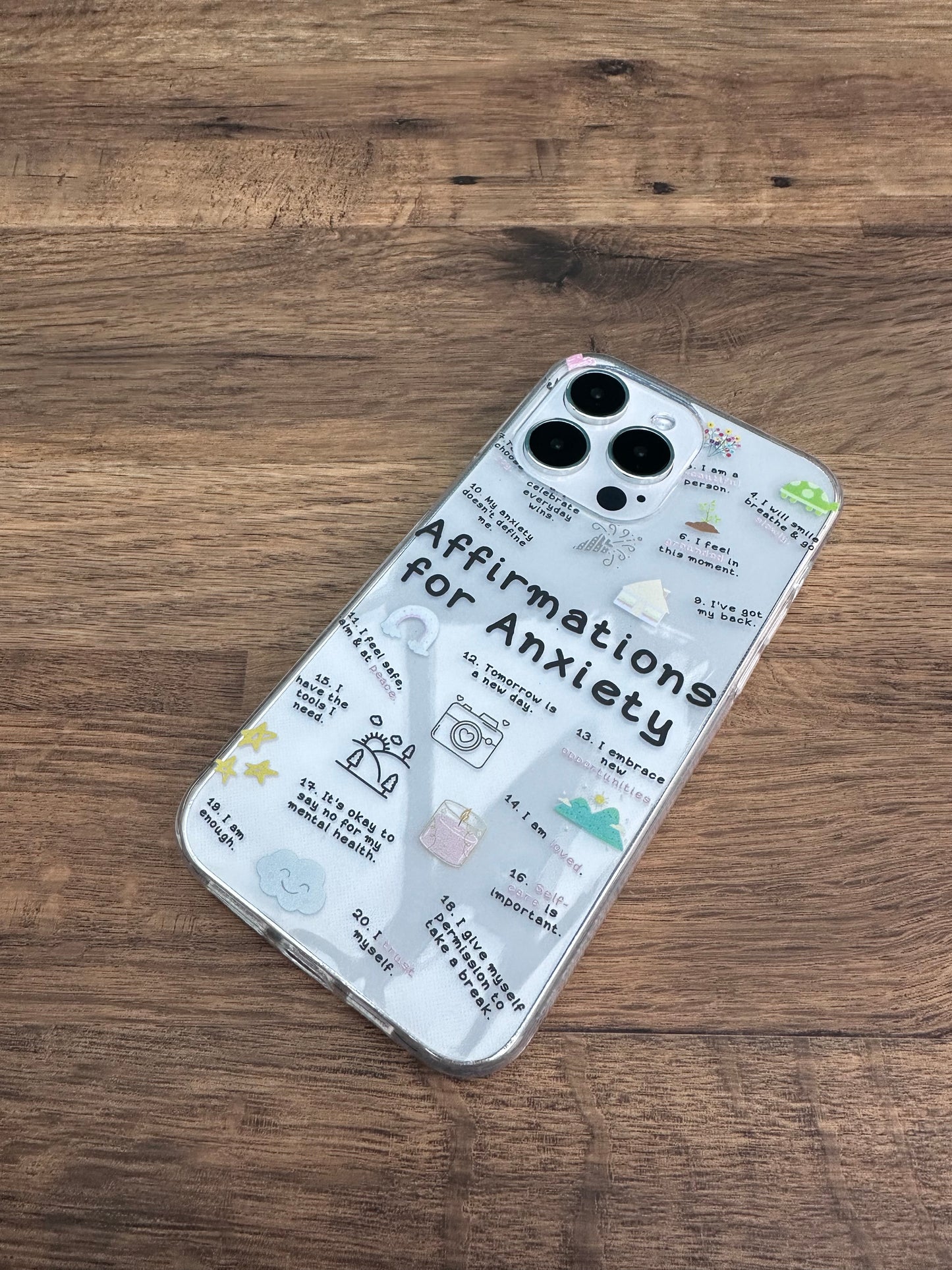 "Affirmations for Anxiety" Clear Phone Case