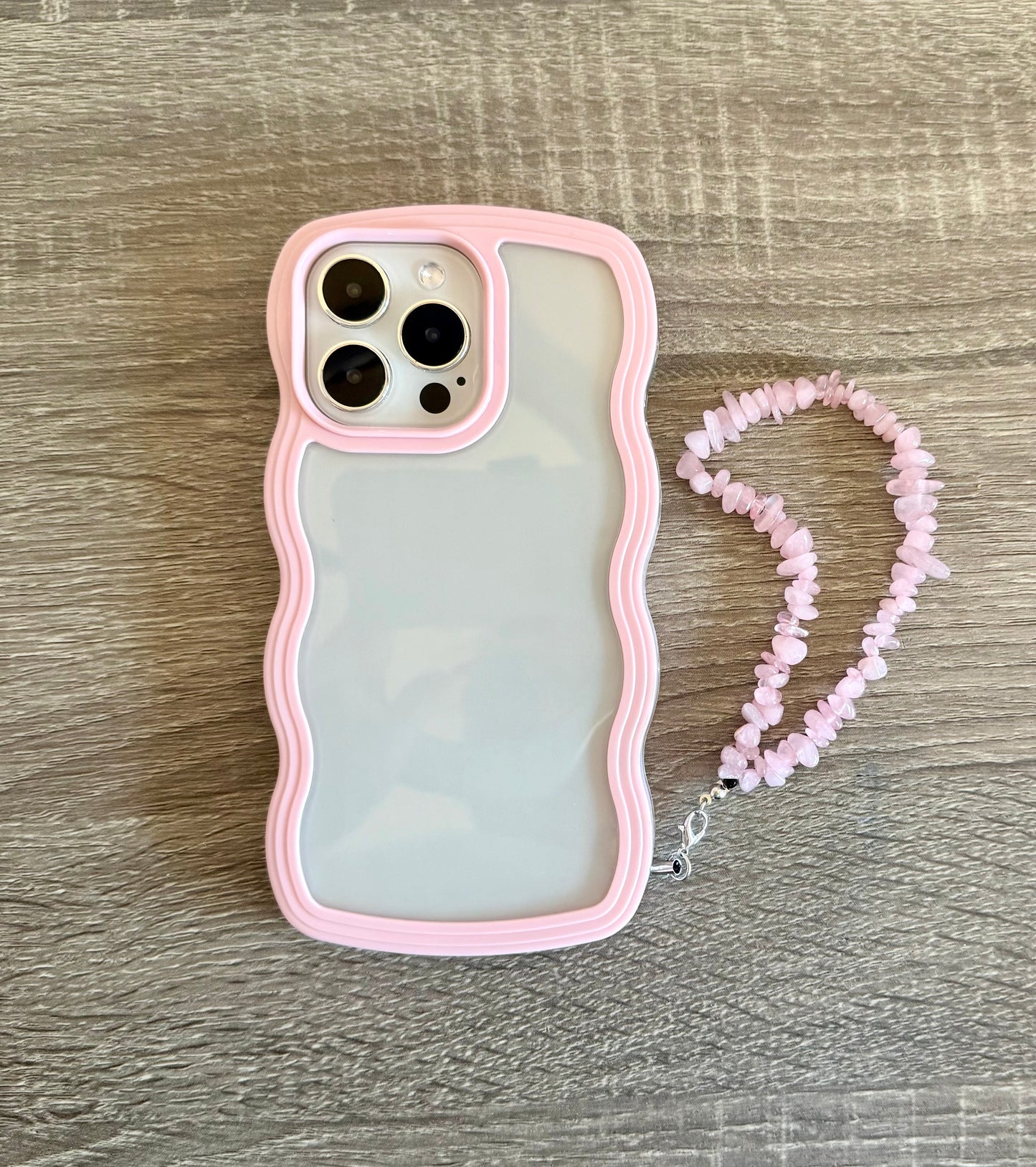 Wavy Edge Baby Pink Clear Phone Case