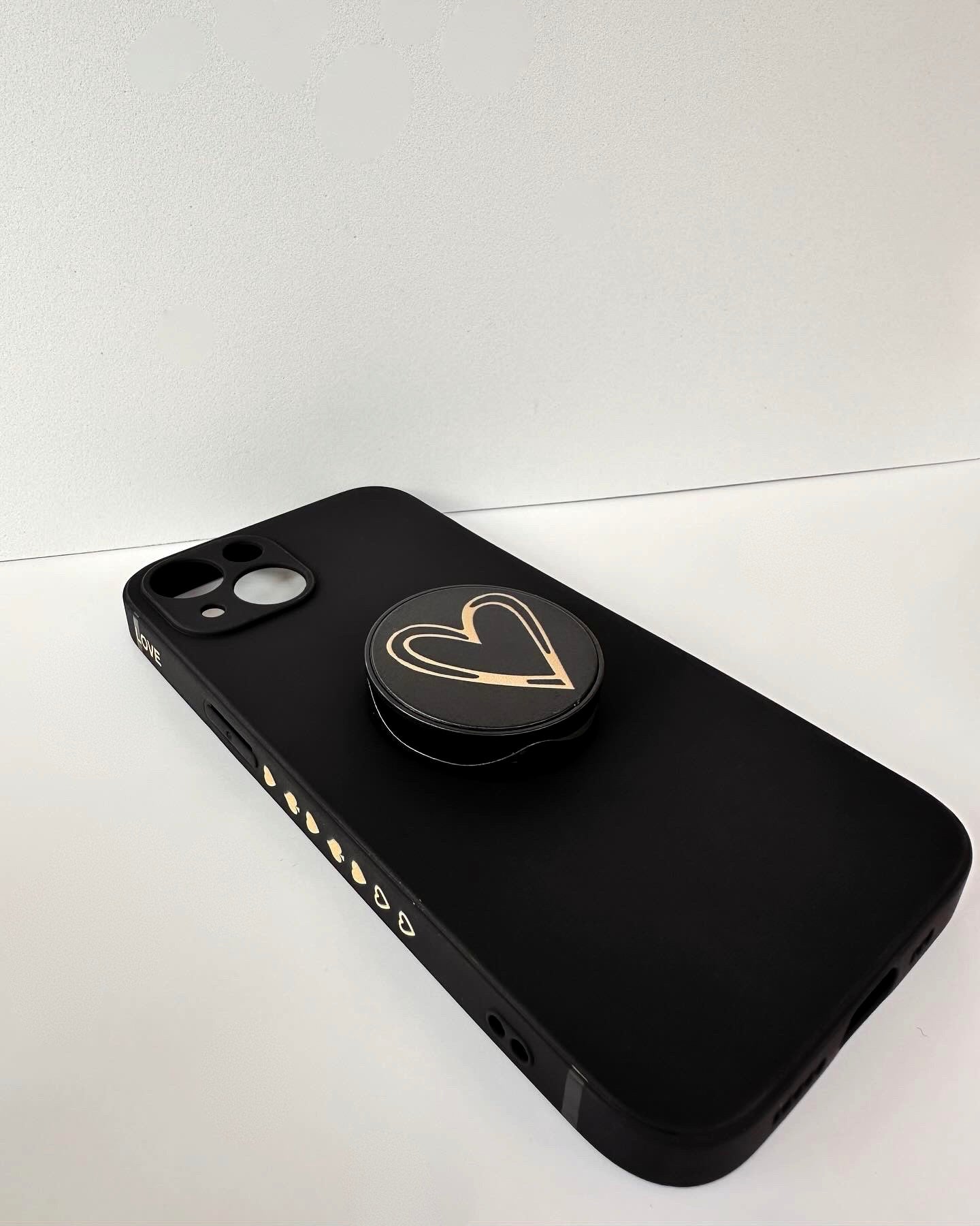 Secure Midnight Heart Black Phone Case with Pop Socket