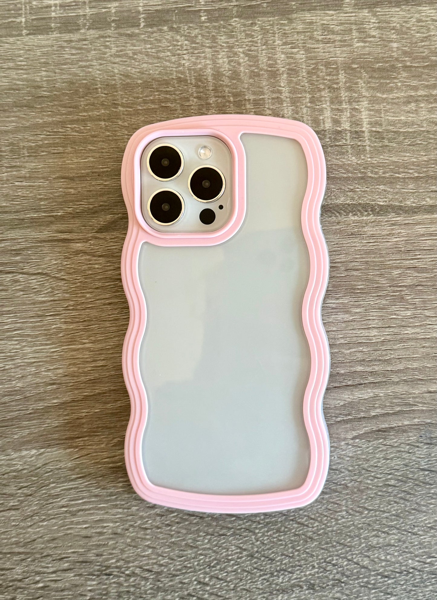 Wavy Edge Baby Pink Clear Phone Case