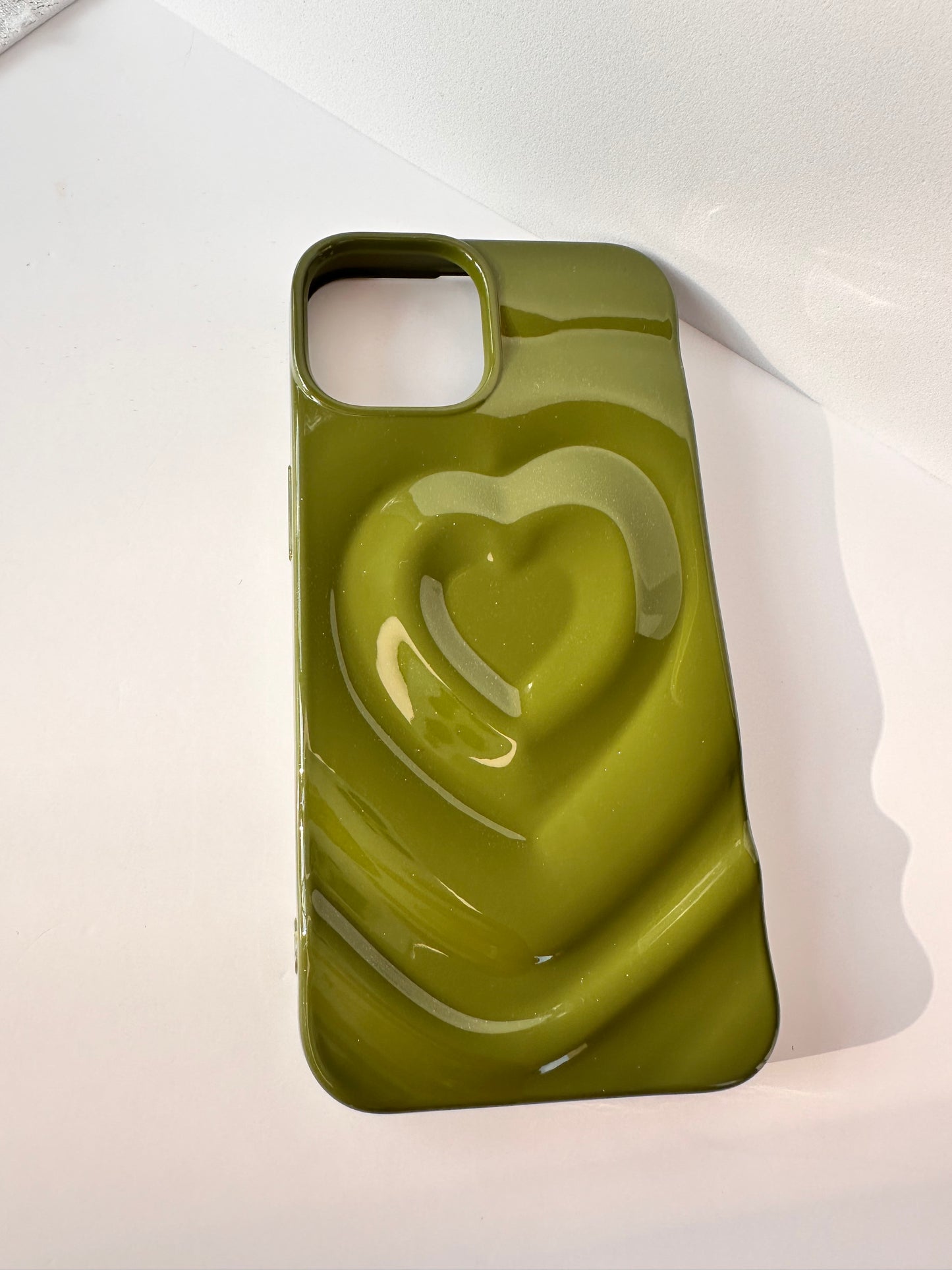 3D Heart Embrace Olive Green Phone Case