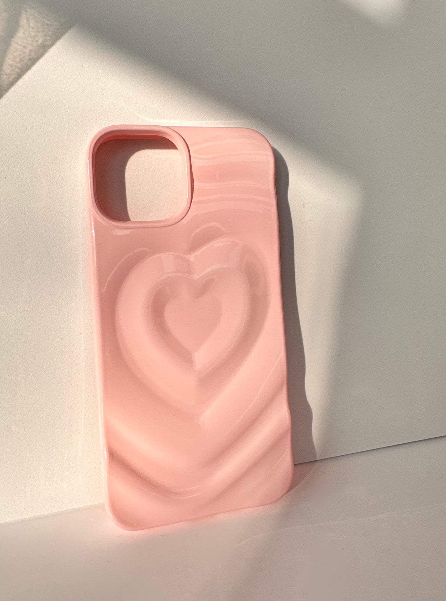 3D Heart Embrace Baby Pink Phone Case