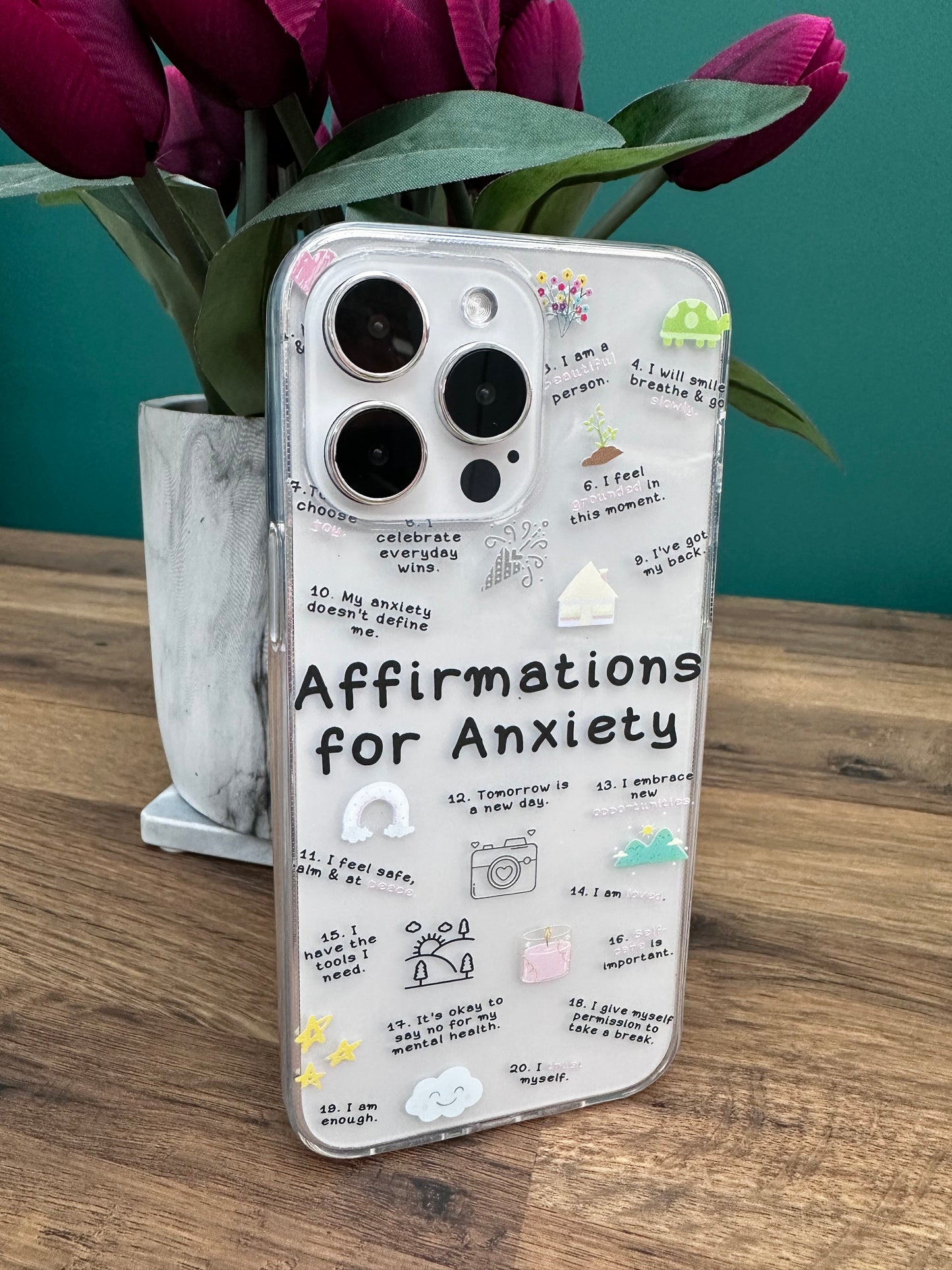 "Affirmations for Anxiety" Clear Phone Case