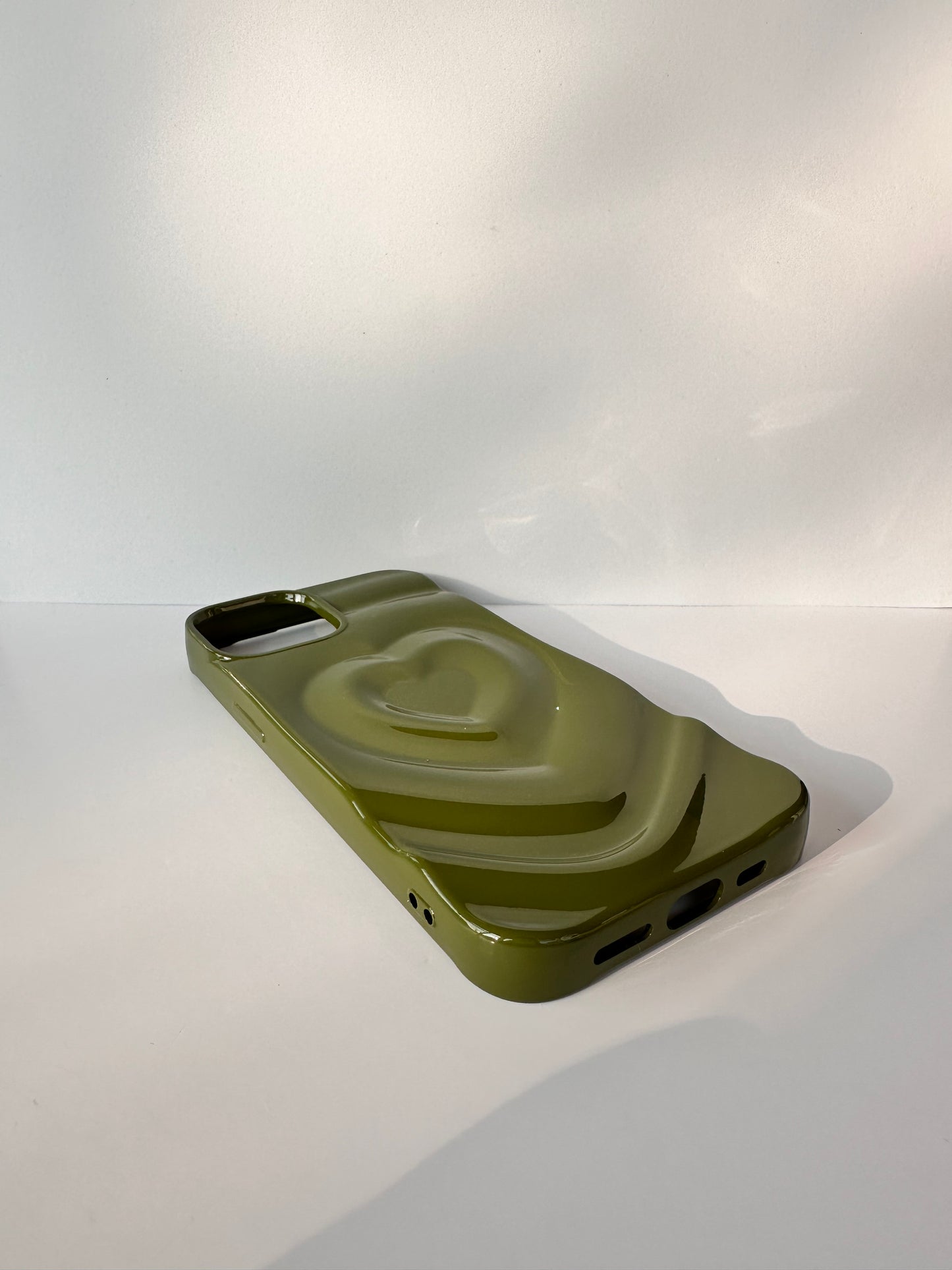 3D Heart Embrace Olive Green Phone Case