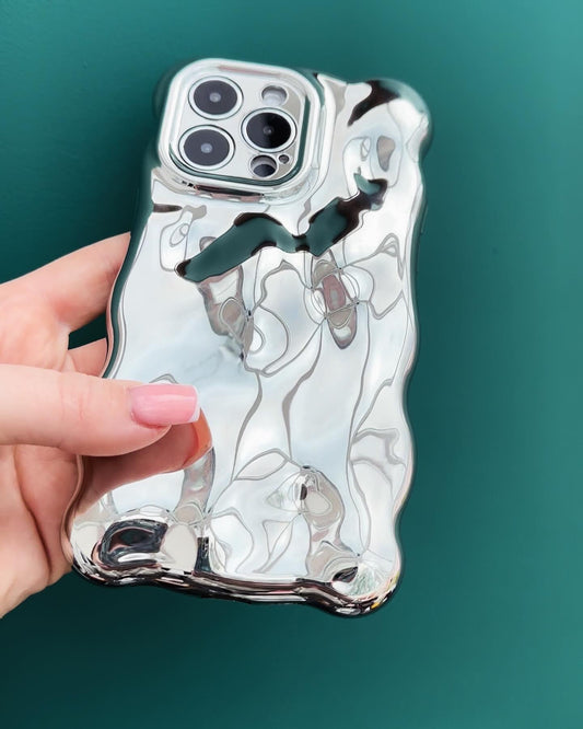 3D Bubble Bliss Metallic Silver Phone Case