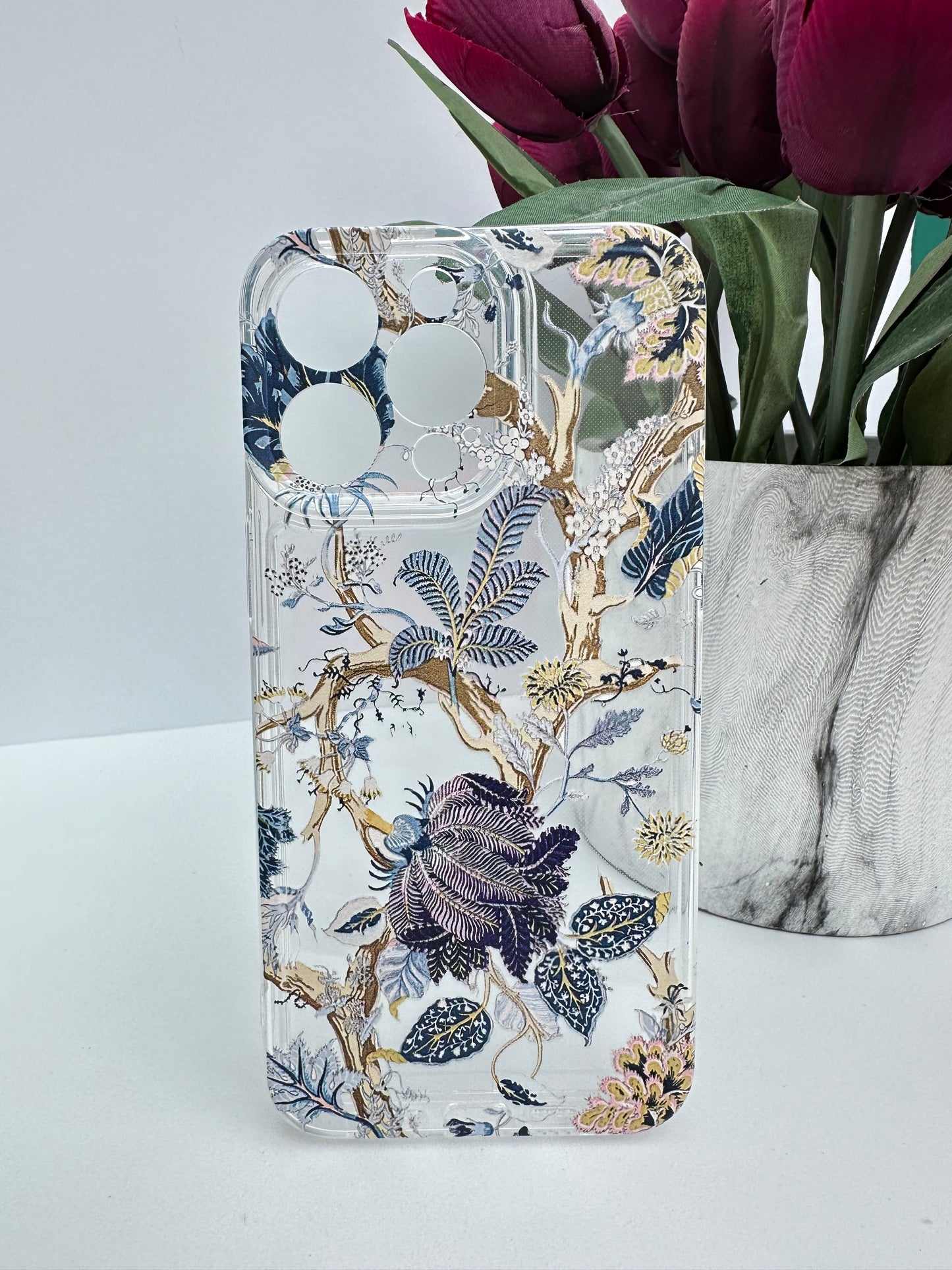 Blue Shell Leaf Tree Clear Phone Case