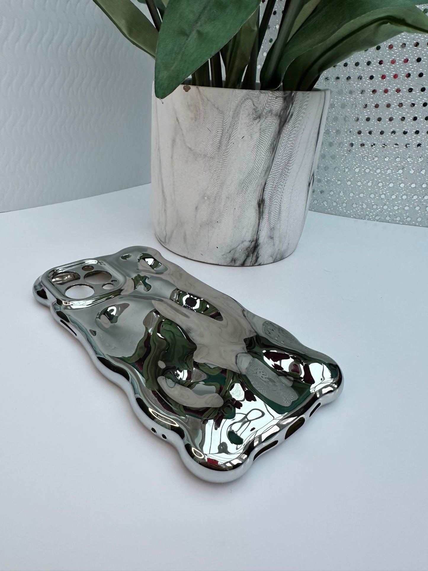 3D Bubble Bliss Metallic Silver Phone Case