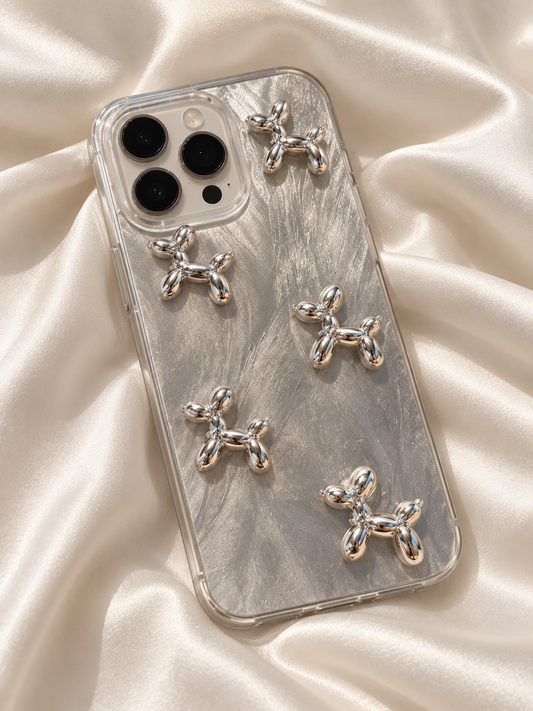 Silver Pup | 3D Ballon Dog iPhone Case