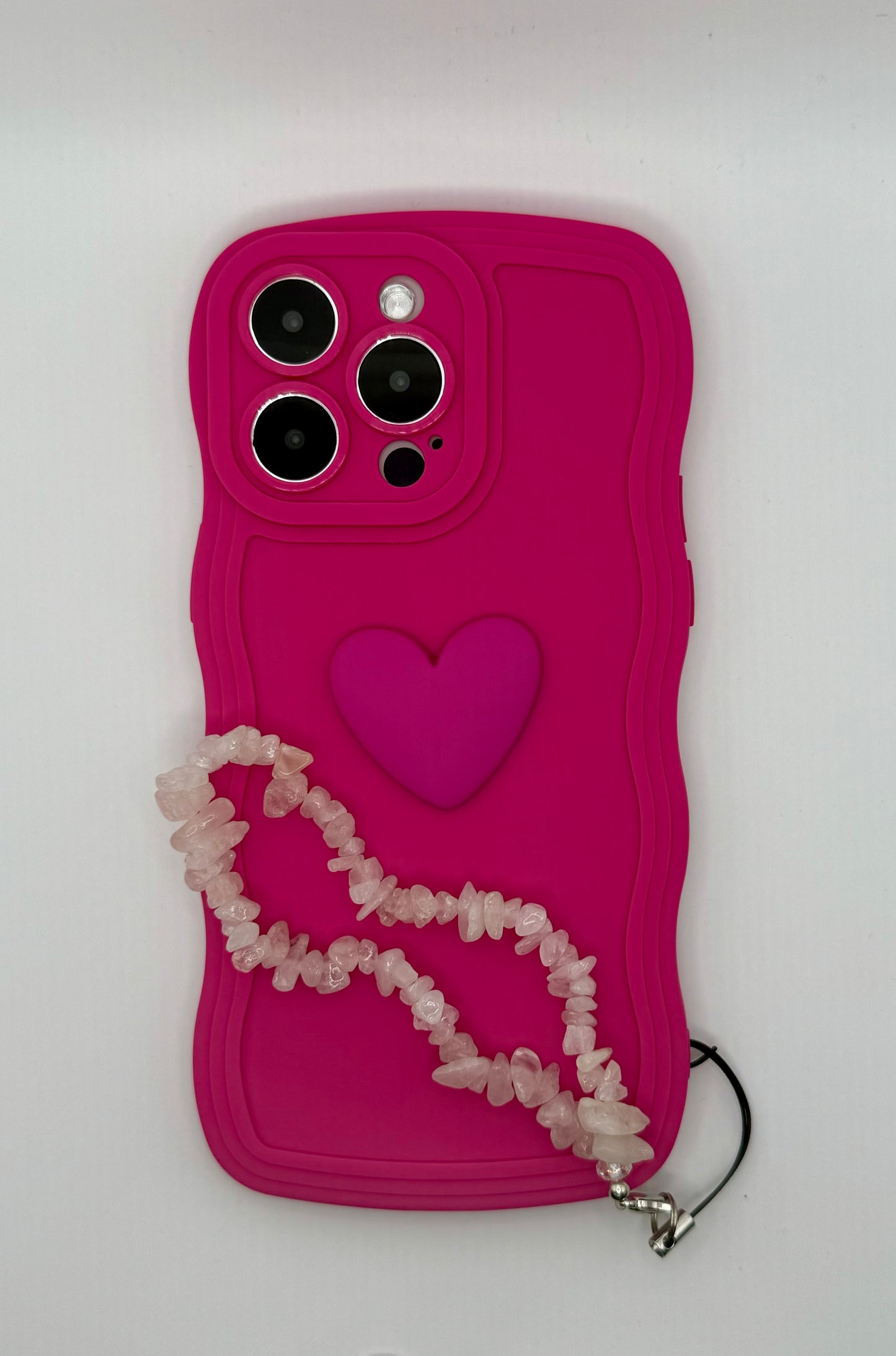 3D Heart Wavy Edge Hot Pink Phone Case