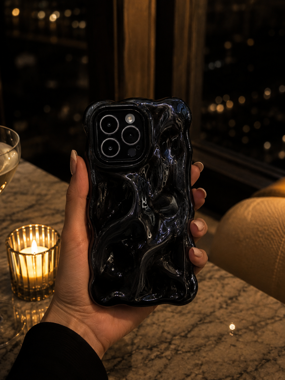 Midnight Black Bubble iPhone Case