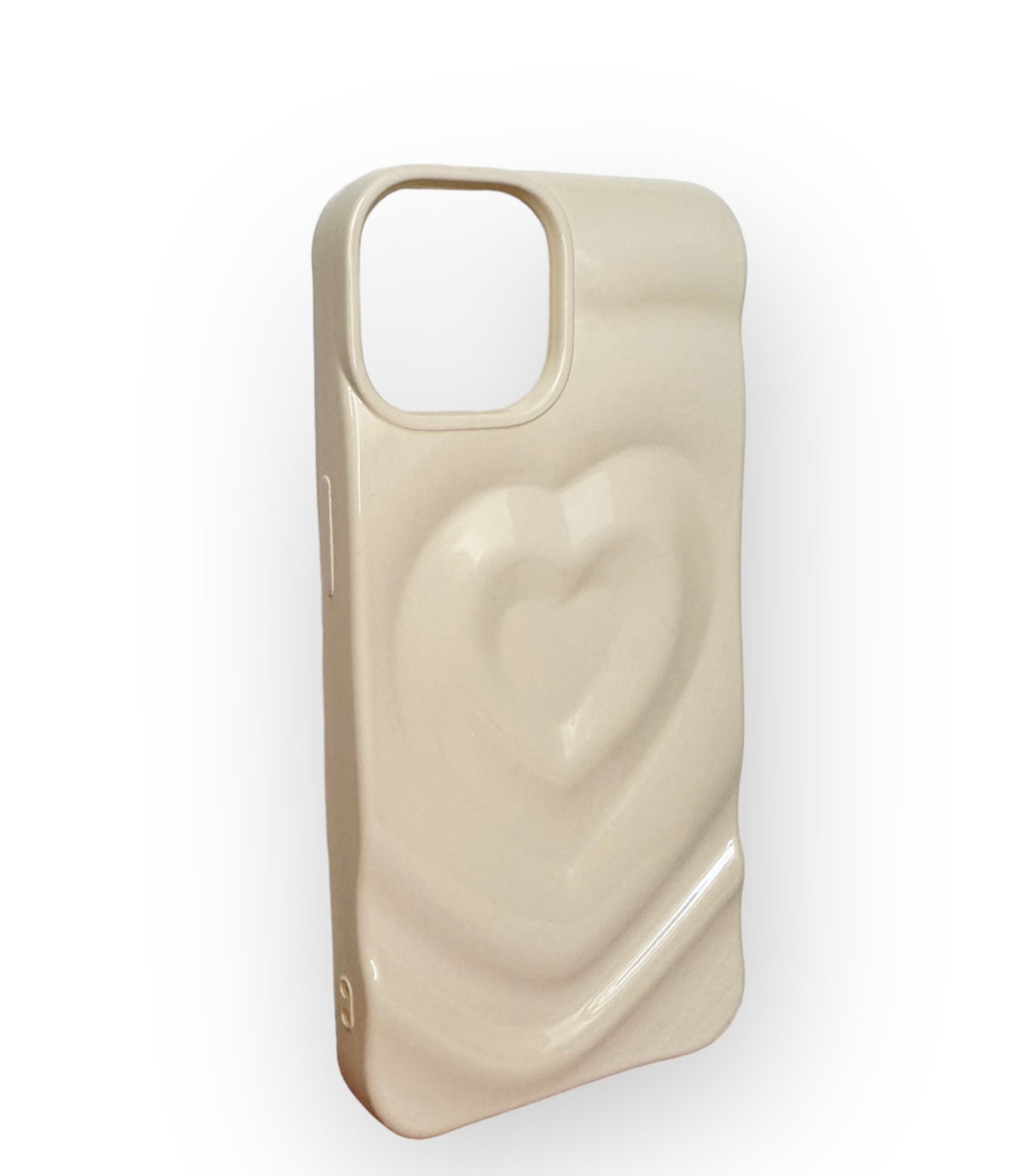 3D Heart Embrace Pearly White Phone Case